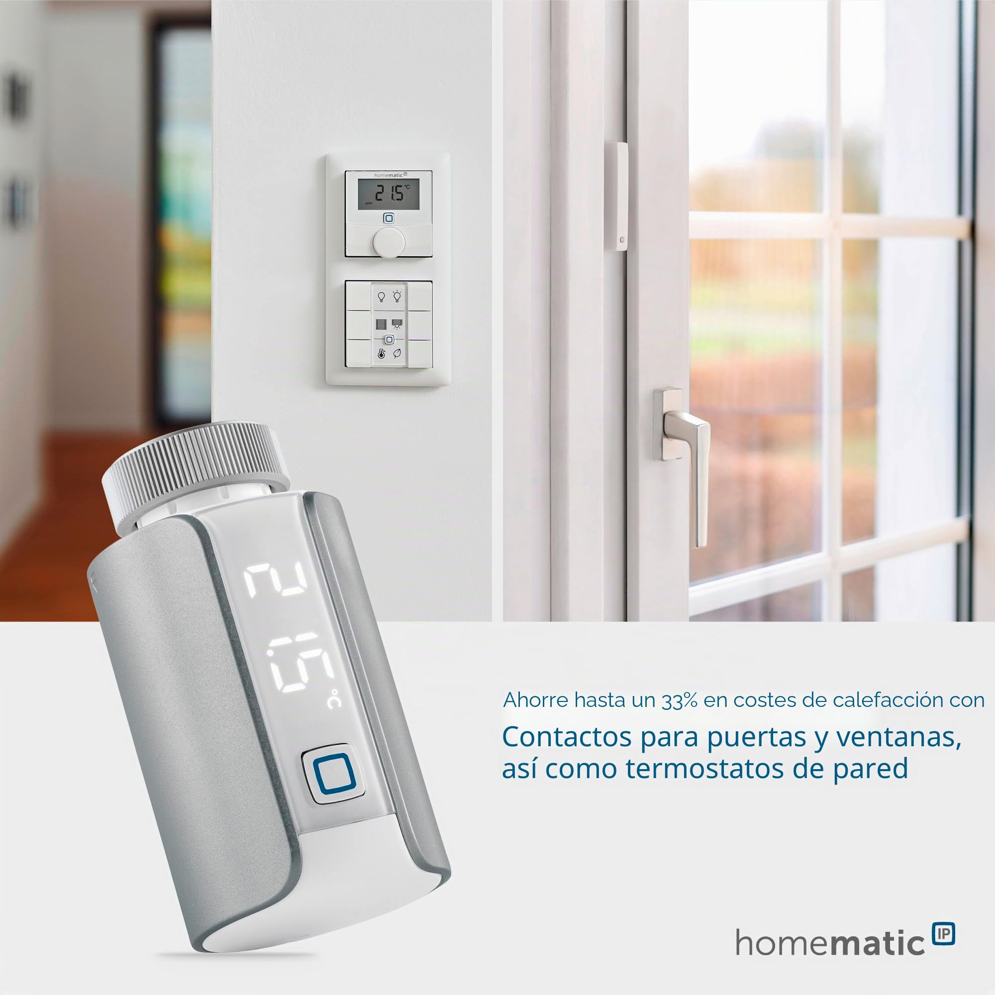 Homematic IP Termostato para radiador – EVO, Color Plateado | Smart Home, termostato digital, control de aplicación, Alexa/Google Home, fácil instalación, ahorro de energía, 156650A0