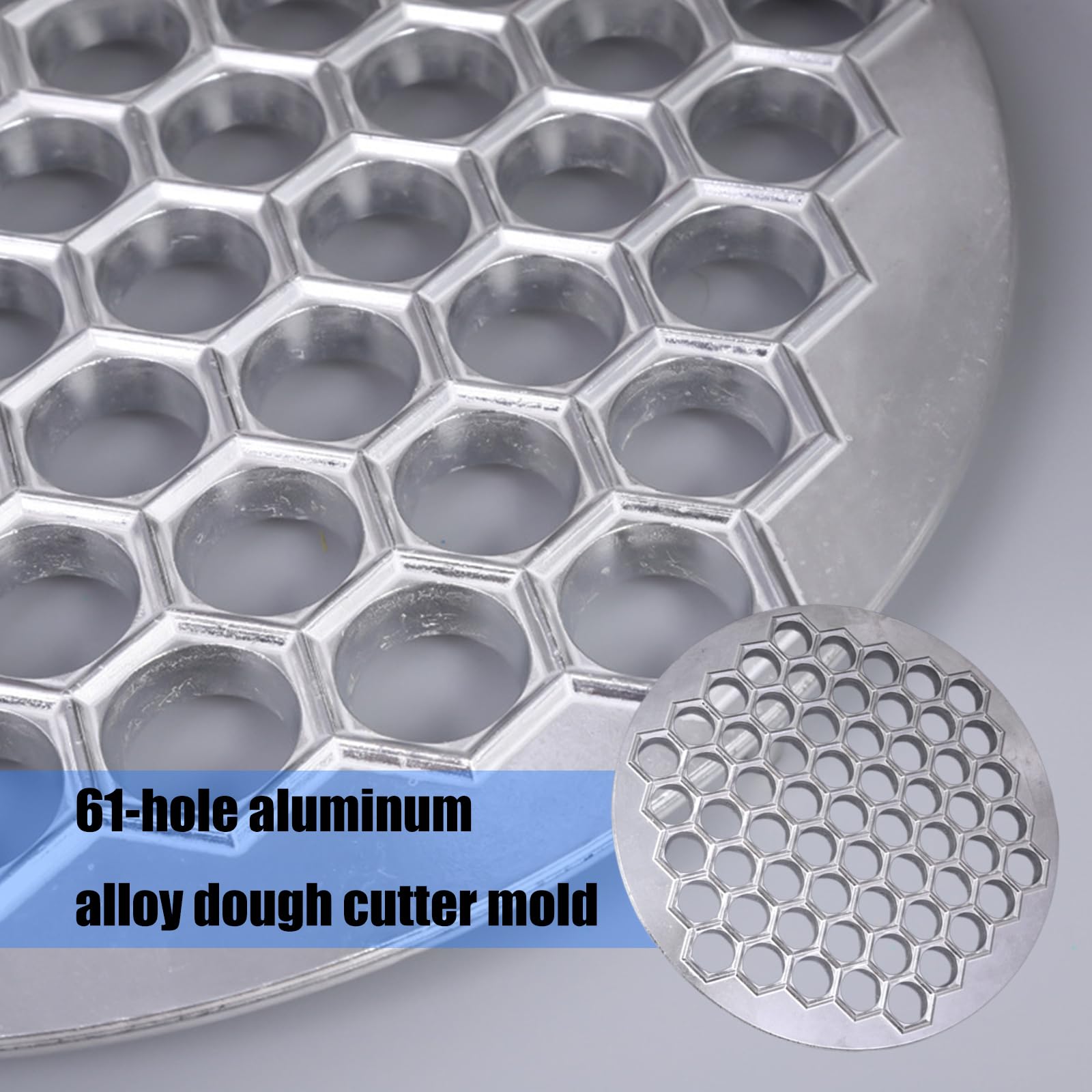 Práctica máquina de corte de albóndigas de aluminio, 61 cavidades, máquina manual de raviolis herramienta de cocina portátil para la eficiencia, herramienta de formación de albóndigas antiadherente