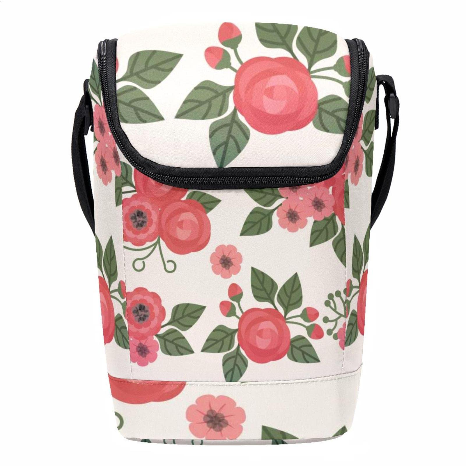 Bolsa de almuerzo floral con cremallera ideal para picnics en el parque