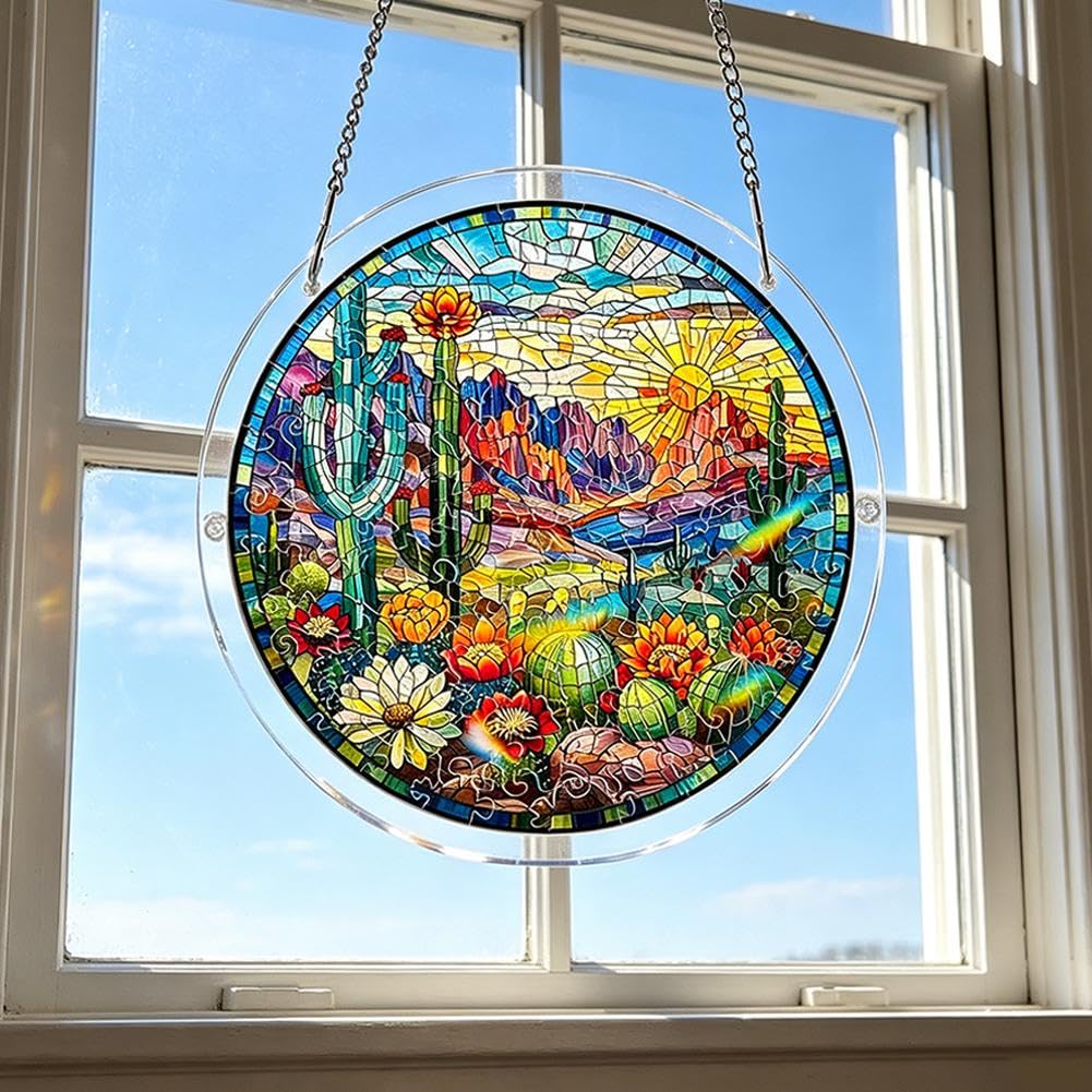 Acrylic Puzzles Suncatcher Window Hanging,83Pcs Sun Catcher Acrylic Puzzles Garden Decoration,Sun Catcher Stained Glass AcrylicPuzzle Decoration,for Women Men Birthday Mother's/Father's DayGift — view 12