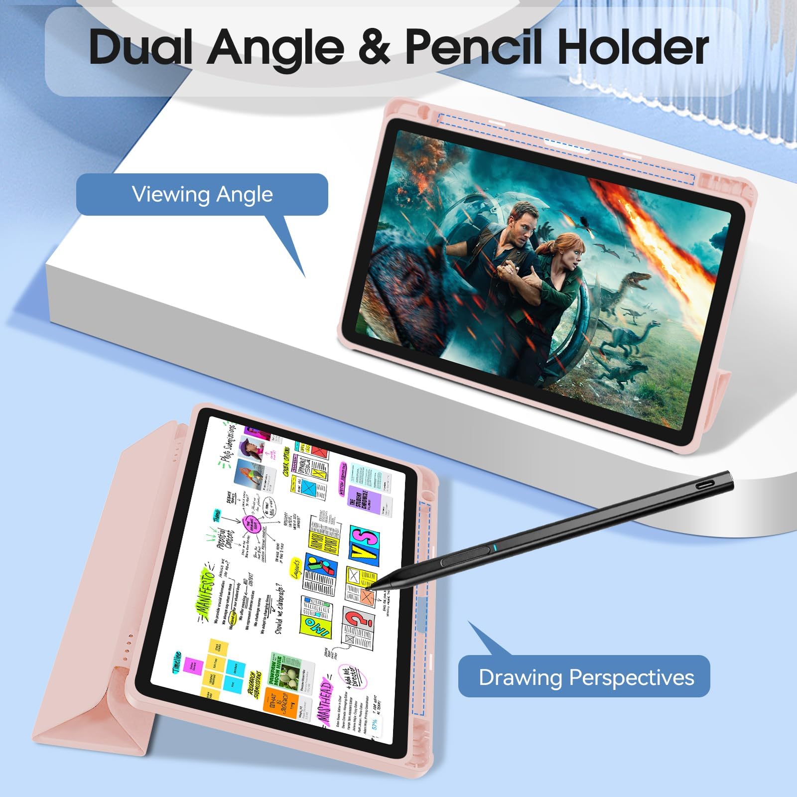 Funda delgada para tablet Amazon Fire Max 11 (13ª generación, versión 2023) de 11 pulgadas, carcasa ligera triple con soporte para bolígrafo, funda de TPU para tablet Kindle Fire 11 con encendido y