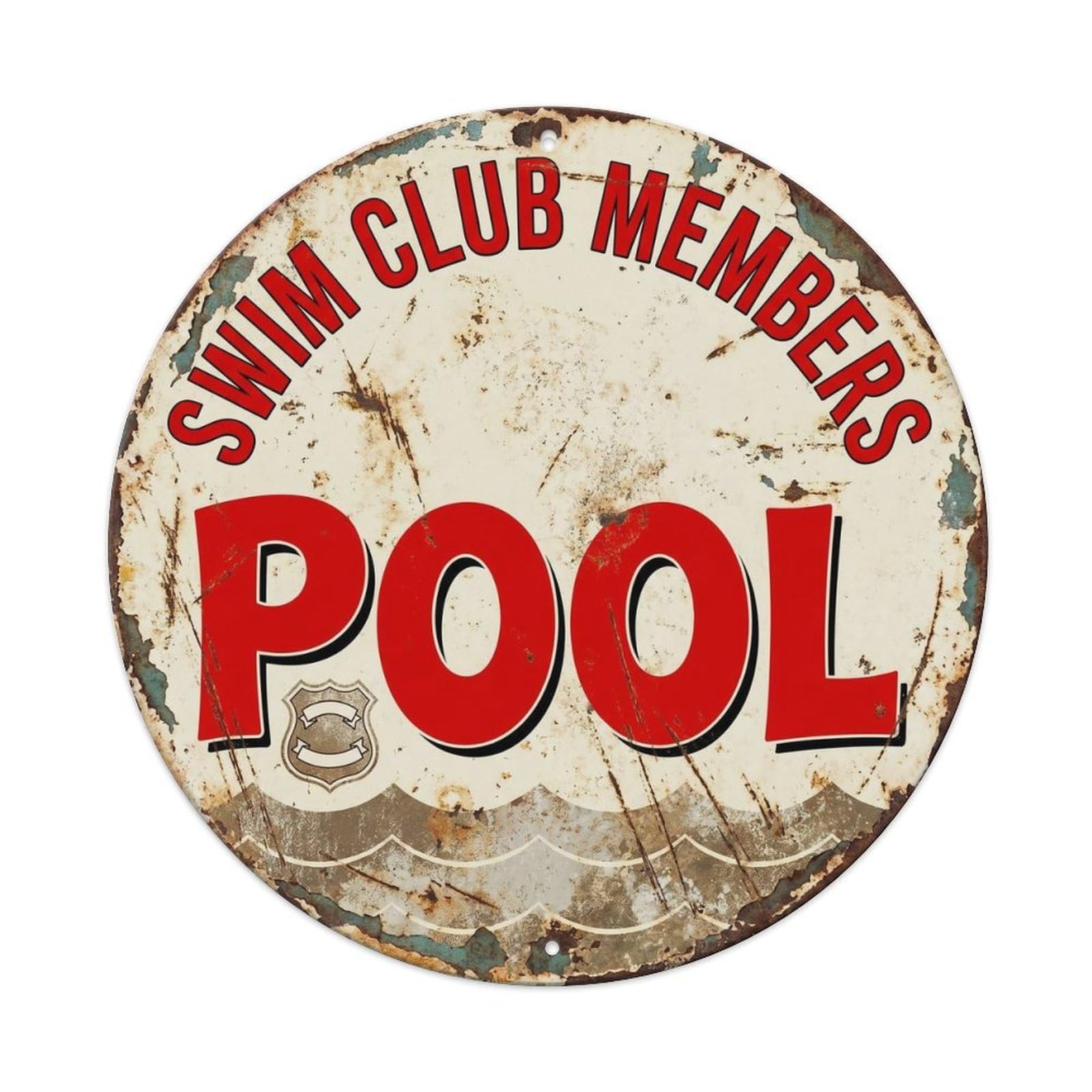 Yrnq Vintage Style Swim Club Members Pool Vintage Metal Tin Sign Plaque Wall Decor For Cafe, Club, Garden Round Metal Poster 8X8inch