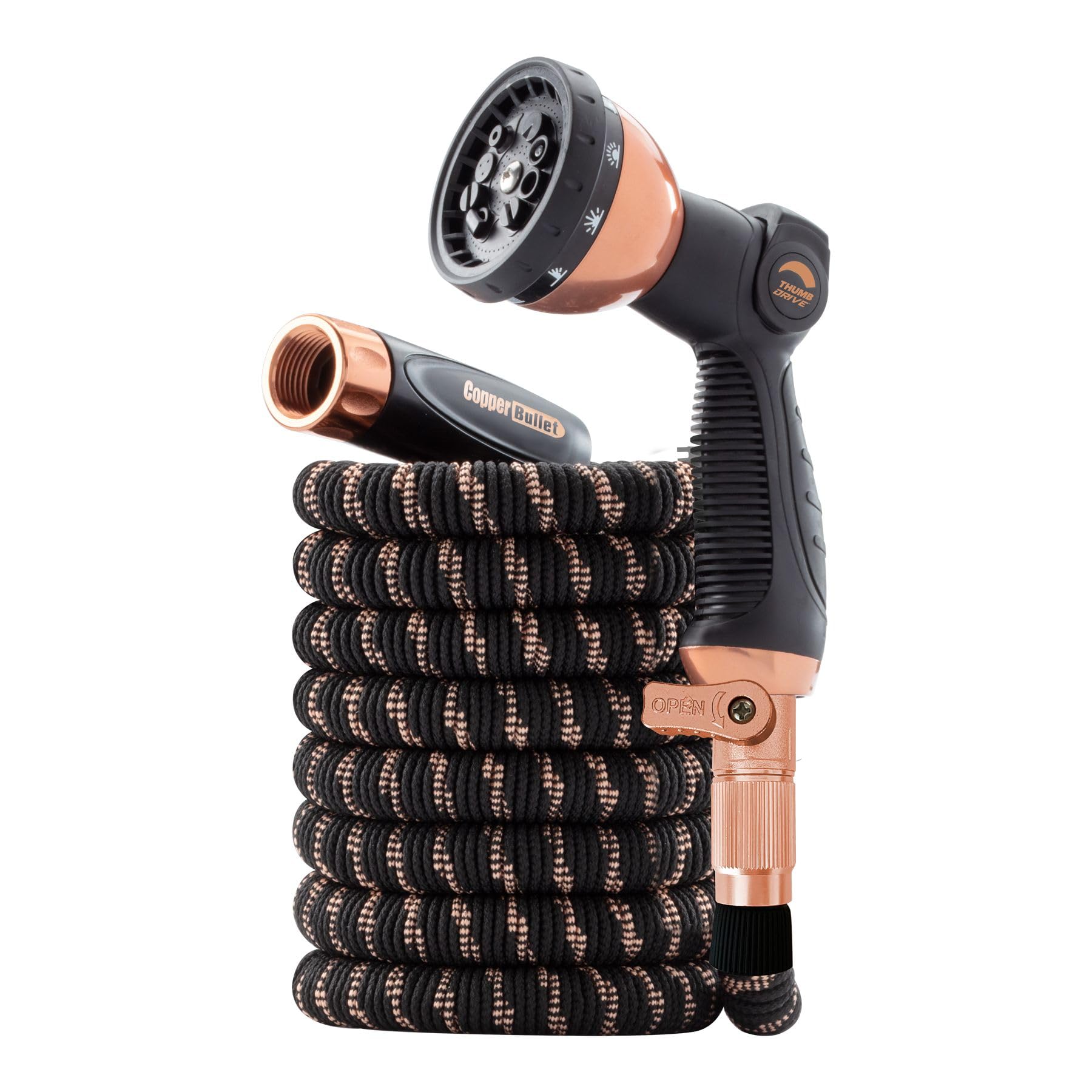 Pocket Hose Kupferschlauch, 15 m, Daumen-Sprühdüse, 650 psi, knickfrei