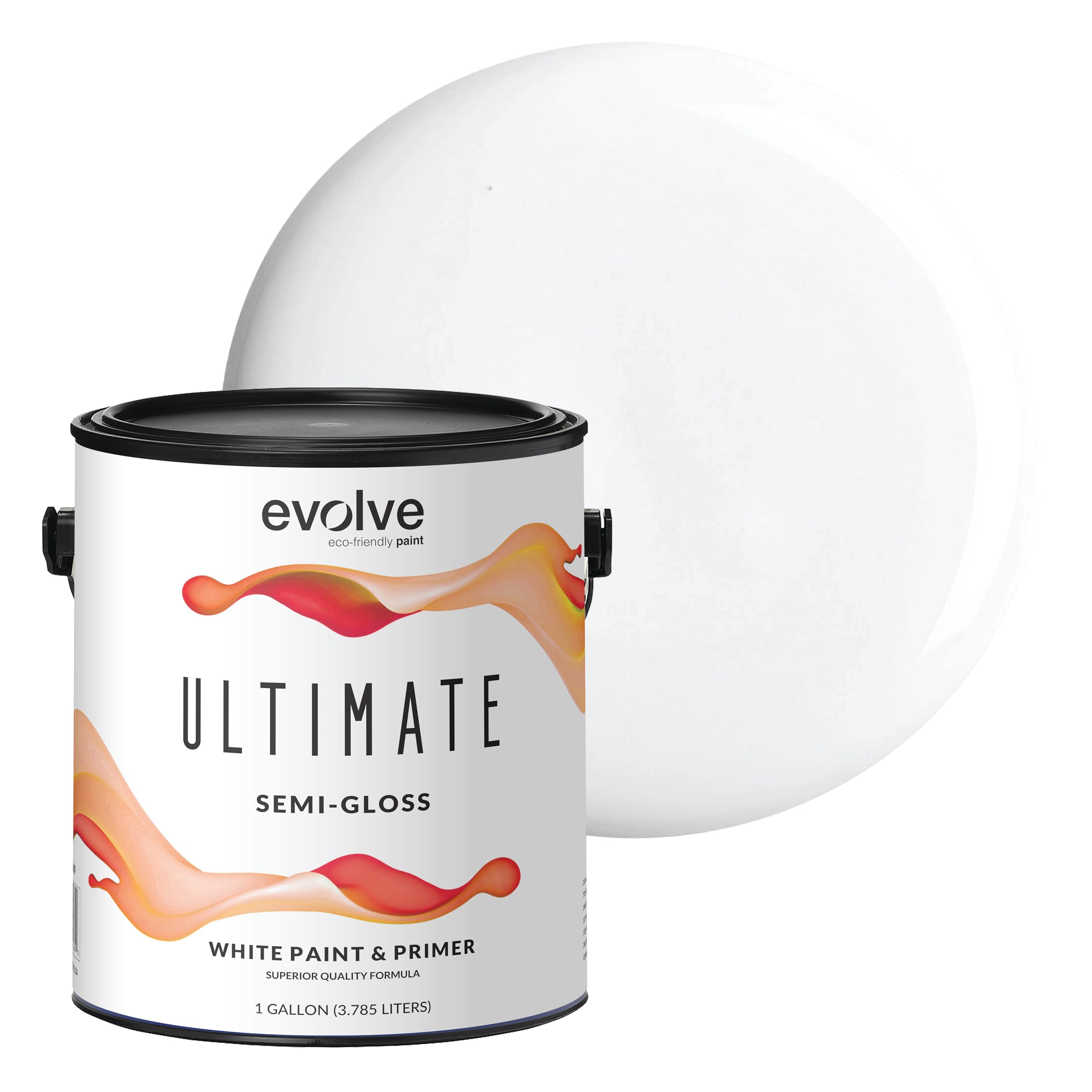 EVOLVE Ultimate Paint & Primer in White for Interior & Exterior House Paint, Semi-Gloss Sheen, 1-Gallon
