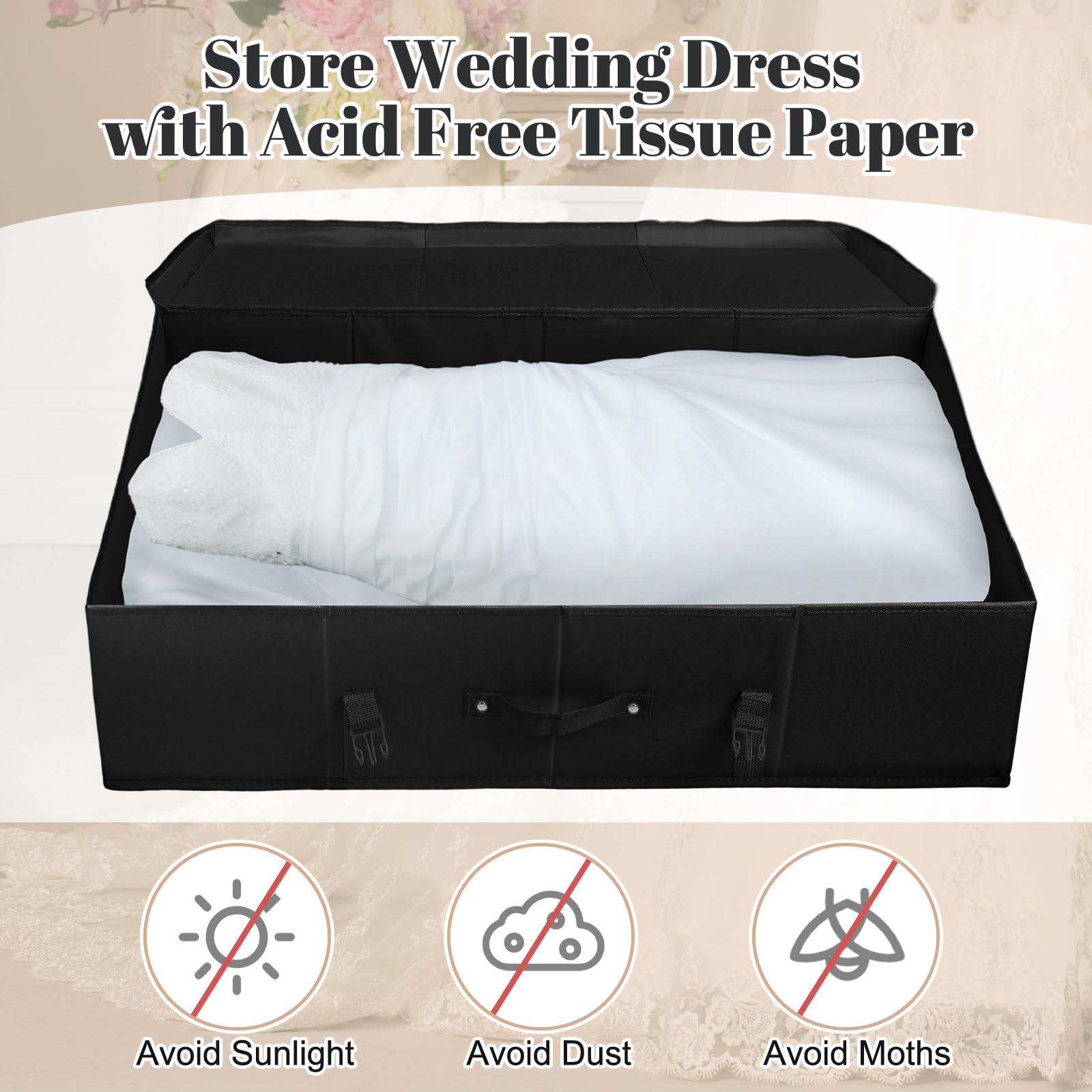 Berlune Wedding Dress Storage Box Bridal Gown Storage Bin Wedding Dress