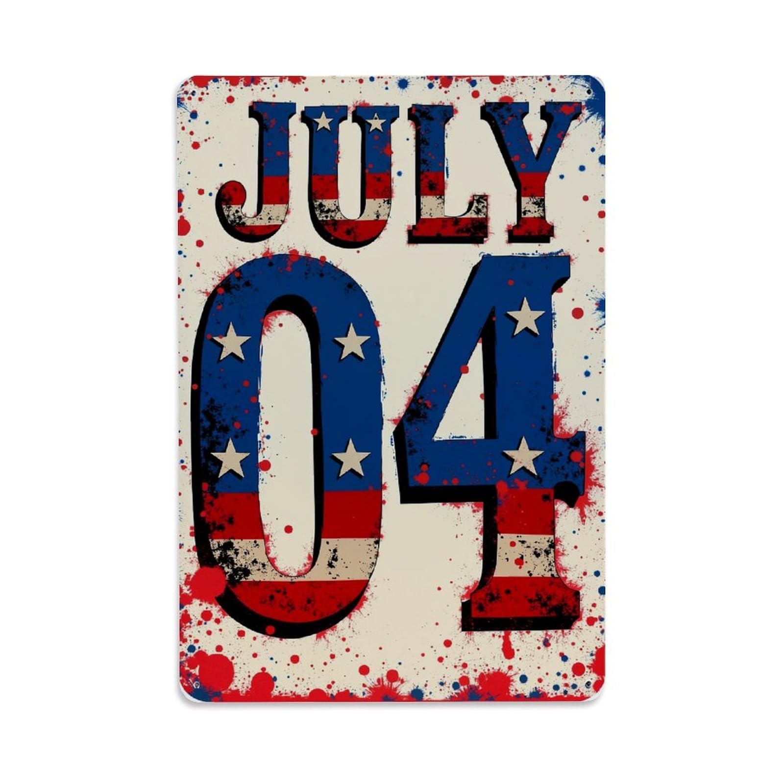 July Fourth American Flag Stars Retro Metal Tin Sign, Vintage Decor Art Poster for Bar, Home, Man Cave, Kitchen, Laundry Room Gift 8x12Inch