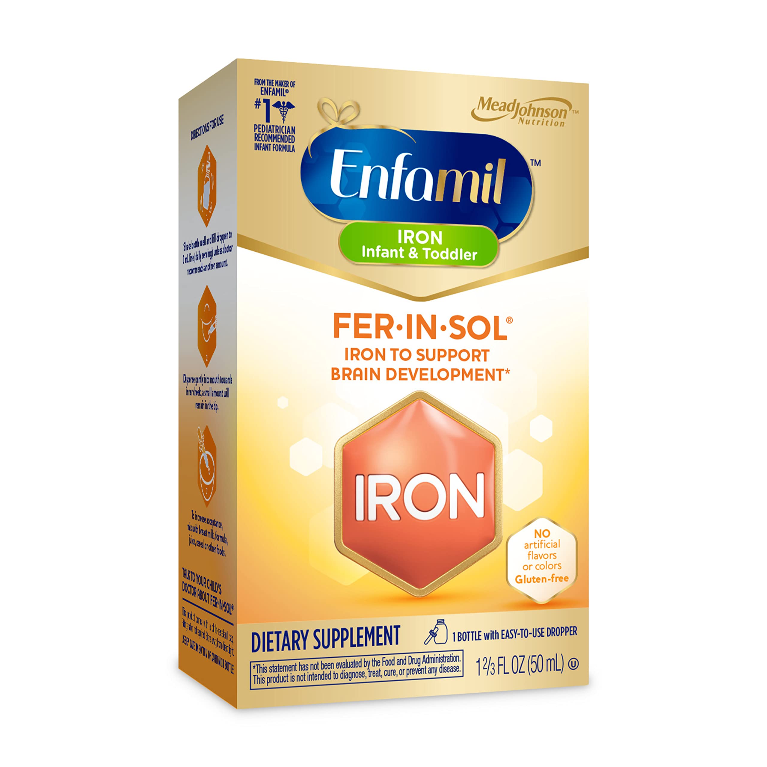 Enfamil Fer In Sol Iron Supplement Drops For Infants Toddlers Supports Brain Development 50 Ml Dropper Bottle Buy Online