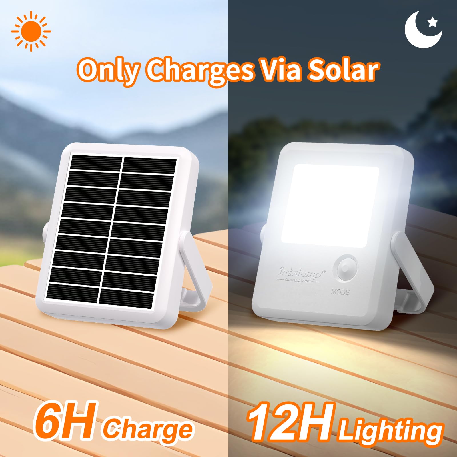 INTELAMP Zonnelampen voor buiten, met bewegingsmelder, 6000 mAh, superheldere zonnelampen, 4 modi, 270° groothoekafdekking, IP65 waterdicht, wandlamp voor tuin, garage, outdoor, warmwit, 1 stuk