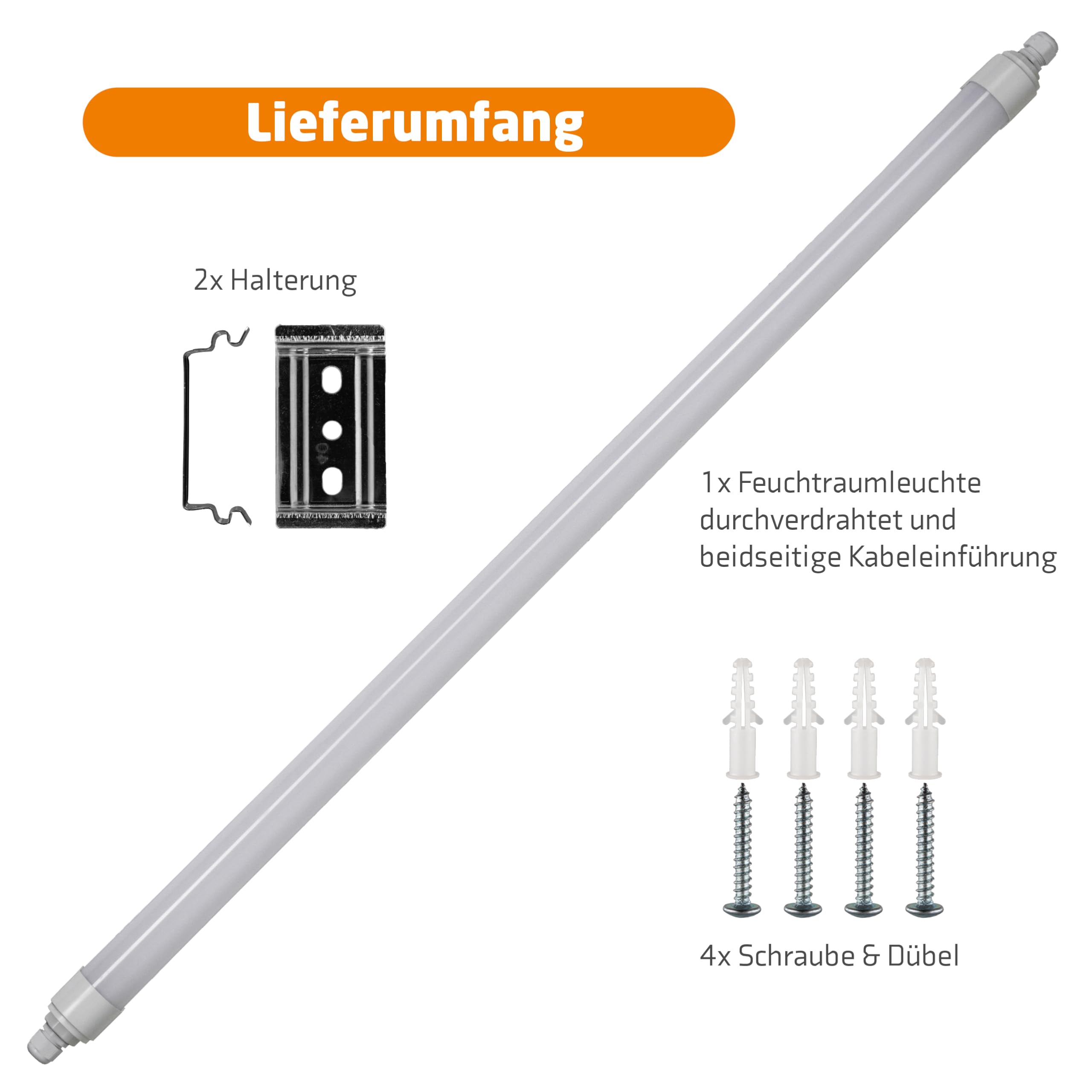 Proventa LED Feuchtraumleuchte 120cm 4er Pack IP65 36W 4320lm 4000K neutralweiß – durchverdrahtet, verknüpfbar, Wannenleuchte, Werkstattlampe, Garagenbeleuchtung, Kellerleuchte, Deckenleuchte