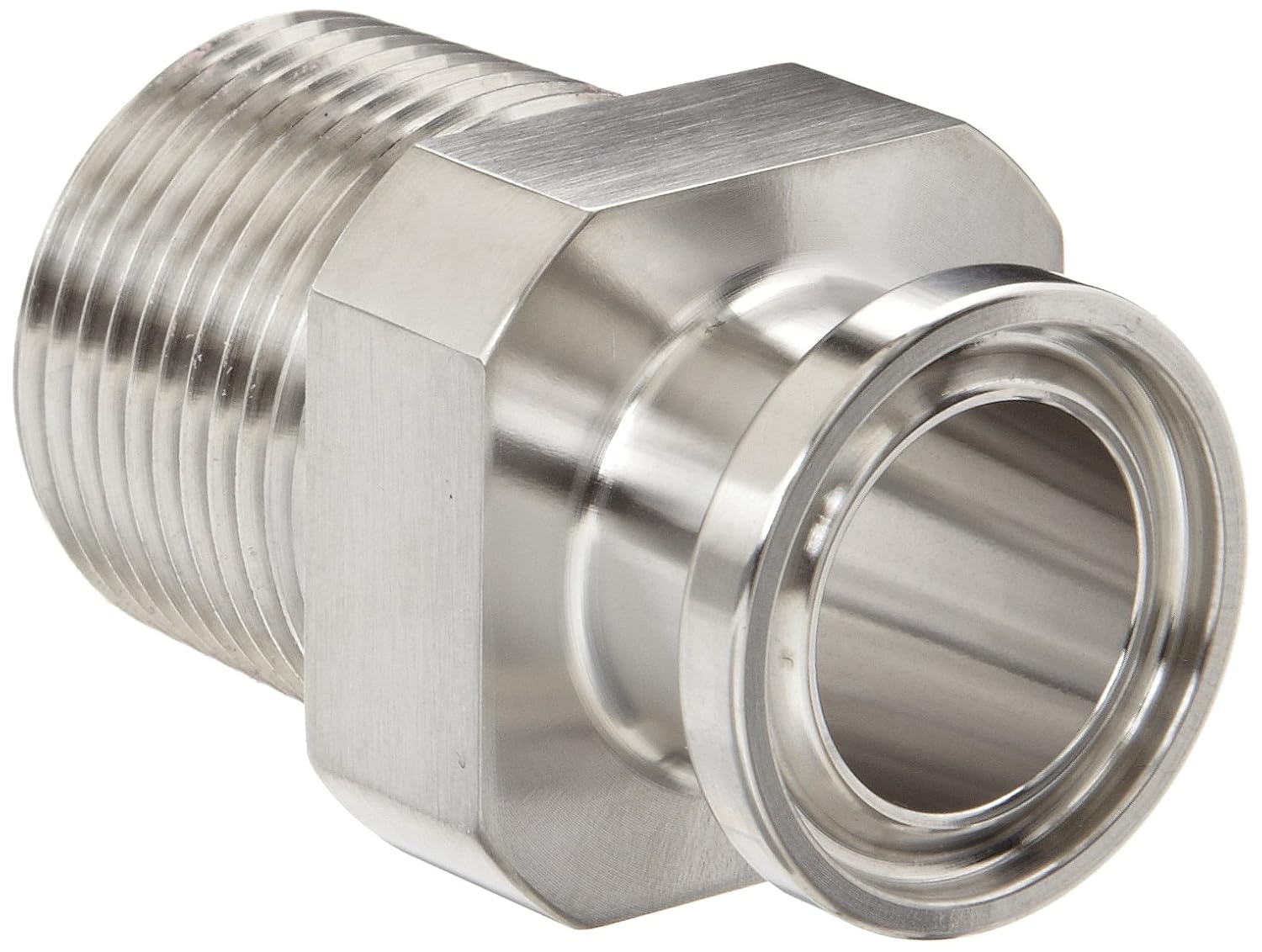 Dixon 21MP-R10050 Stainless Steel 316L Sanitary Fitting, Clamp Adapter, 1" Tube OD x 1/2" NPT Male