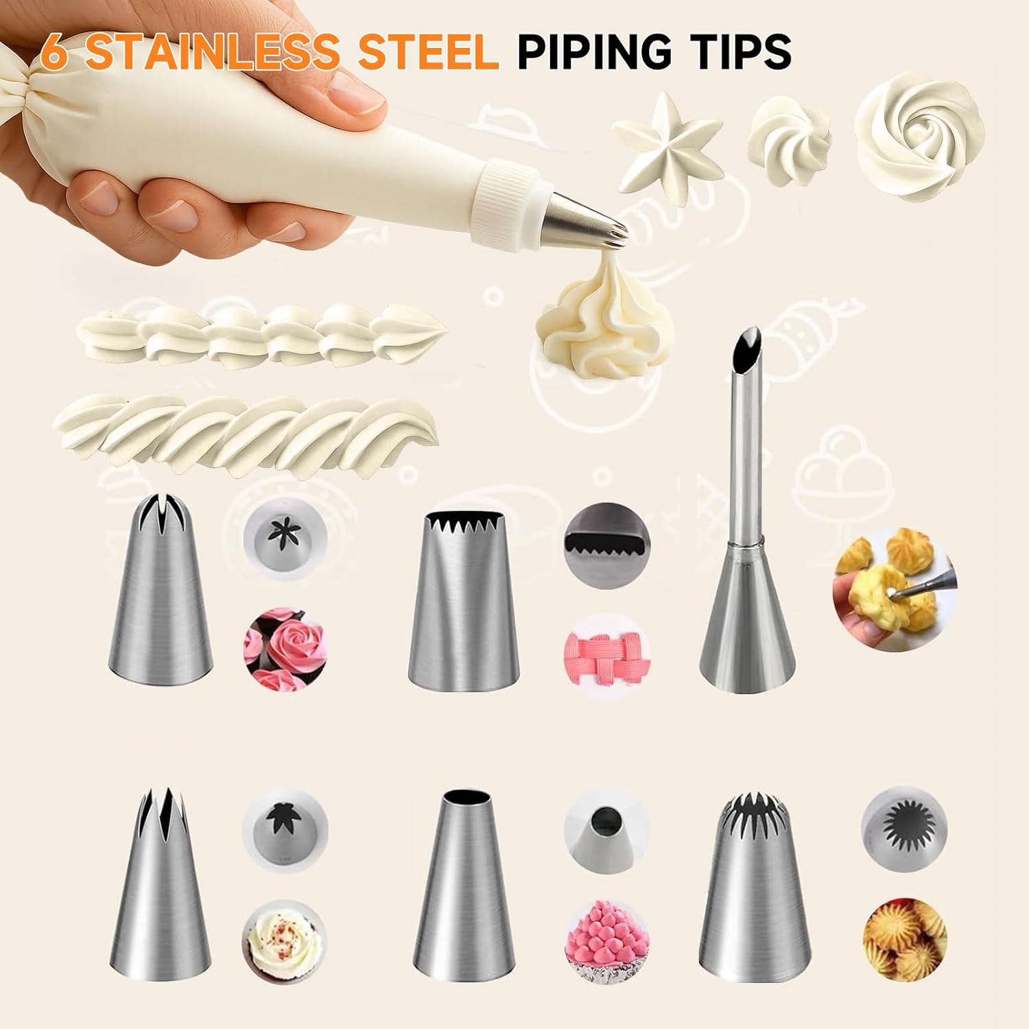 10-Piece Reusable Piping Bags and Tips Set, Cake Decorating Kit