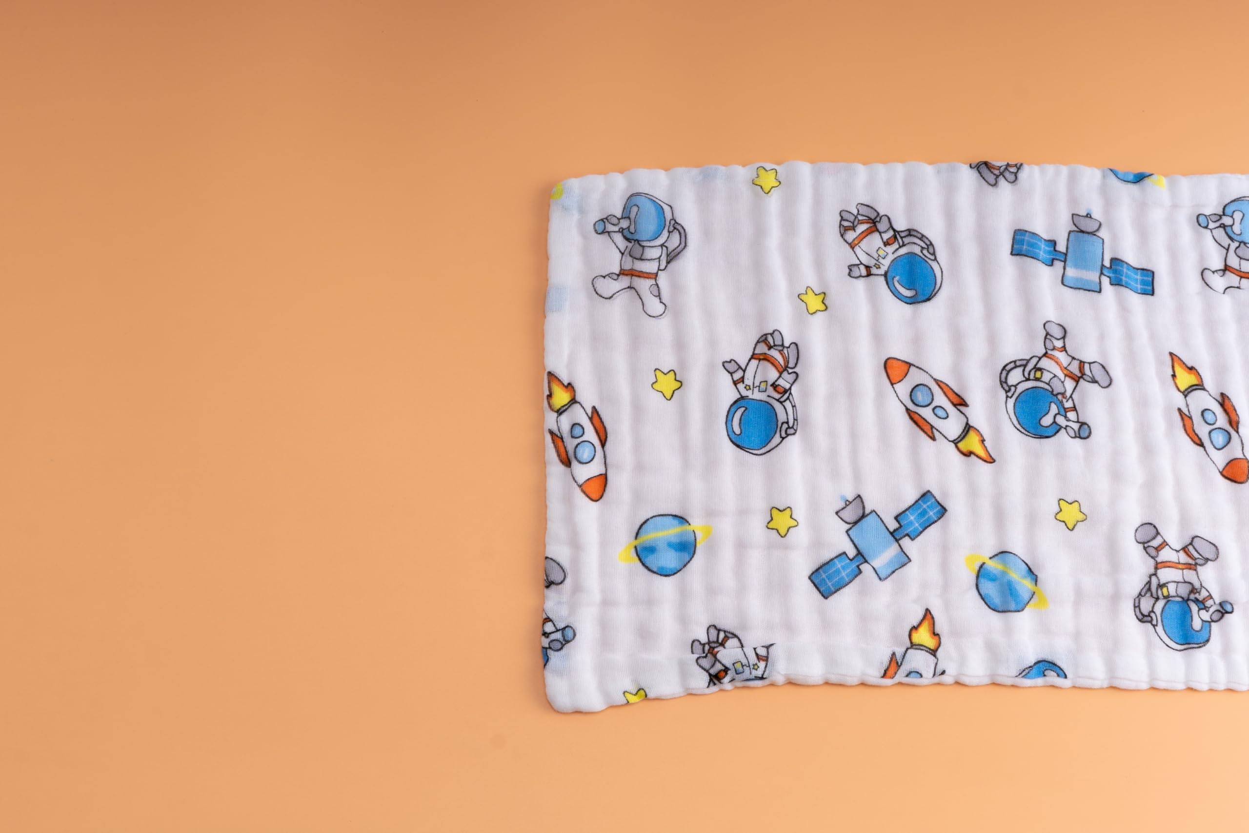 6-Layer Muslin Baby Burp Towel - Space_Design (27x50 CM) | (Pack of 4)-image-25