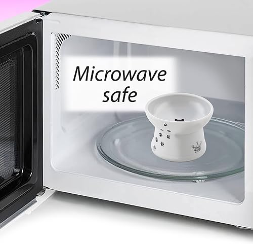 Miniatura 6 de Necoichi Cuenco elevado para comida y agua para gatos, cuencos elevados de cerámica para fatiga de bigotes y cuello, apto para lavavajillas y