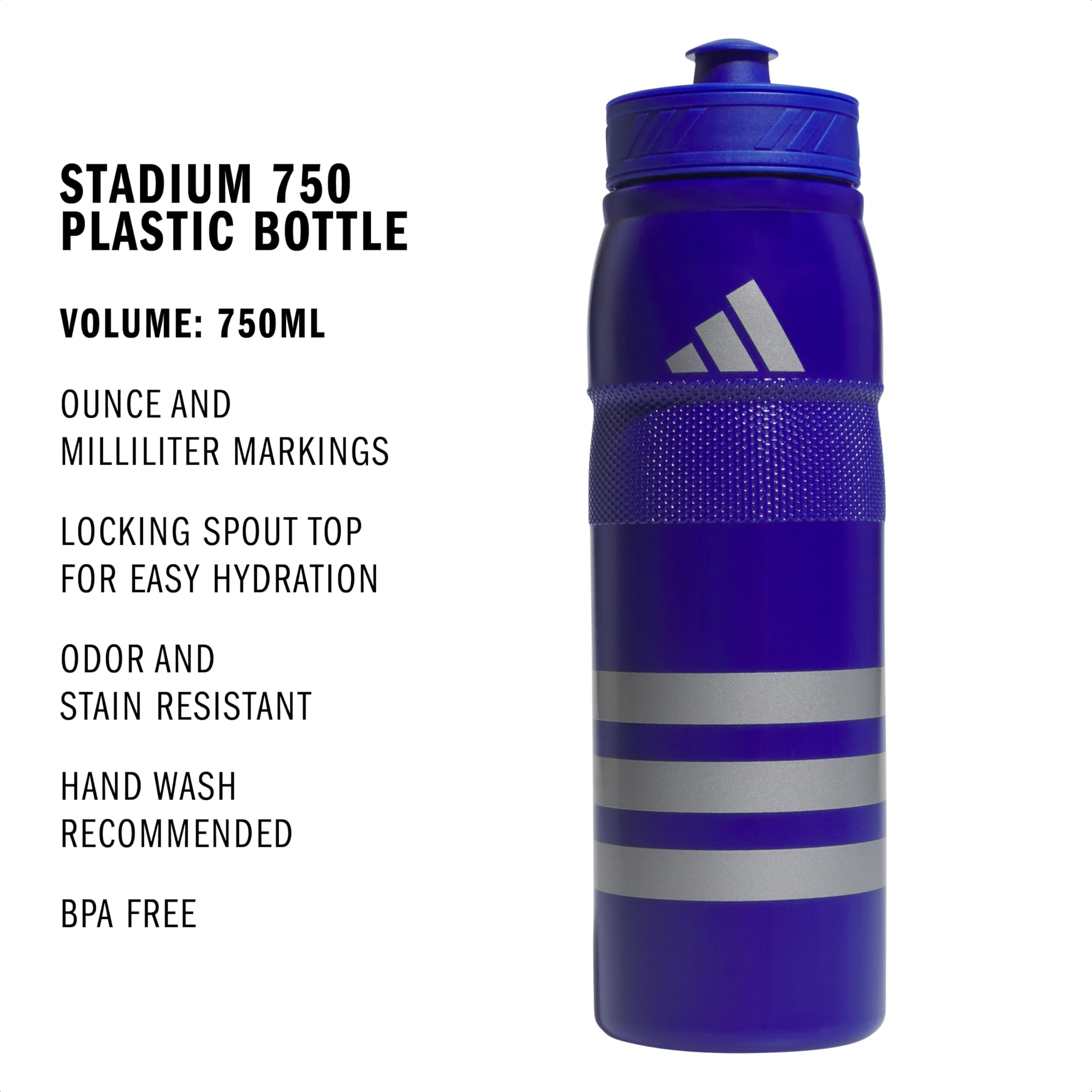 adidas Botella de agua deportiva de plástico recargable para estadio de 751 ml, atrevida, talla única, atrevida, talla única, Intenso, talla única