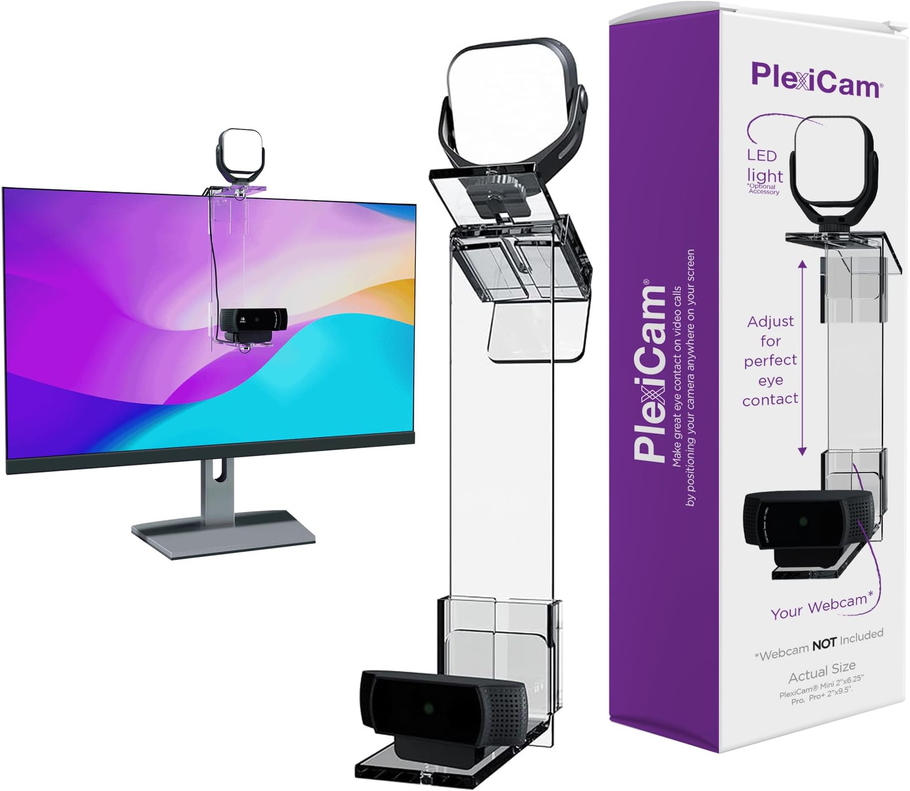 Road Warrior Mini - Center Screen Webcam Holder/Mount, Position Any Webcam, Anywhere, on Any Screen… (for Laptops in Need of an LED Light)