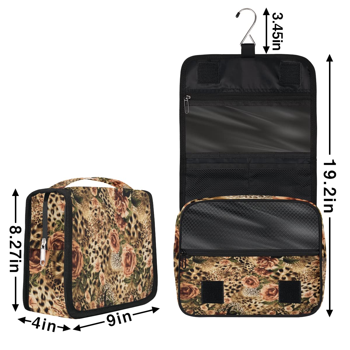 Reise-Kulturbeutel, Tiger-Leoparden-Blumendruck, Tiger, Kulturbeutel, Unisex, hängende Toilettenartikel, Kosmetik, Make-up-Organizer