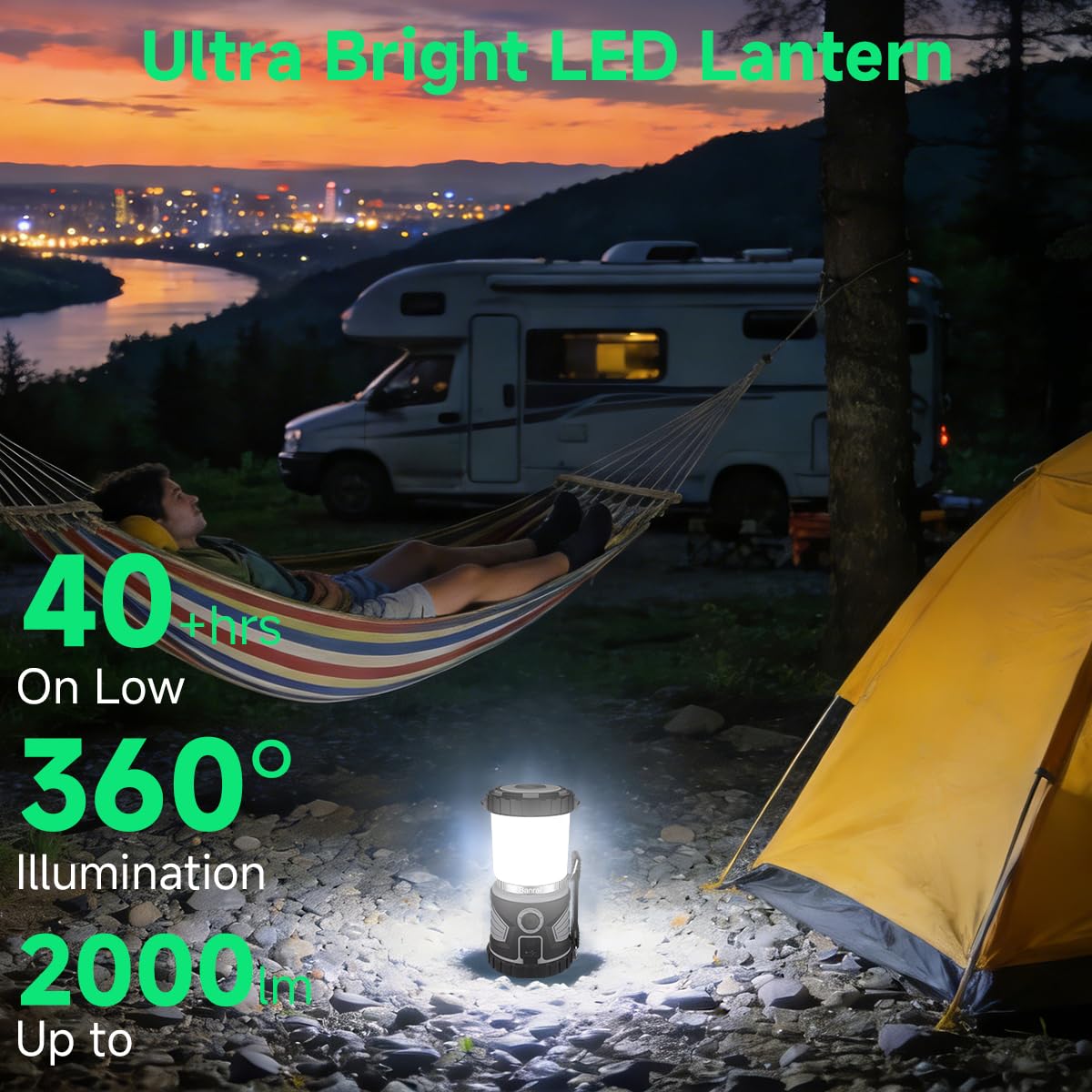 LED Campinglaterne Wiederaufladbar, 8 Lichtmodi, 6000mAh Akku
