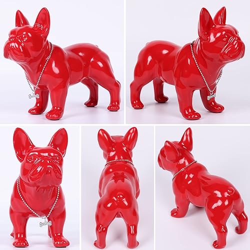 Miniatura 7 de Estatua de bulldog francés de pie de 9 a 12 pulgadas, escultura de animal de perro con collar de plata, collar de plata, mesa de café, cocina,