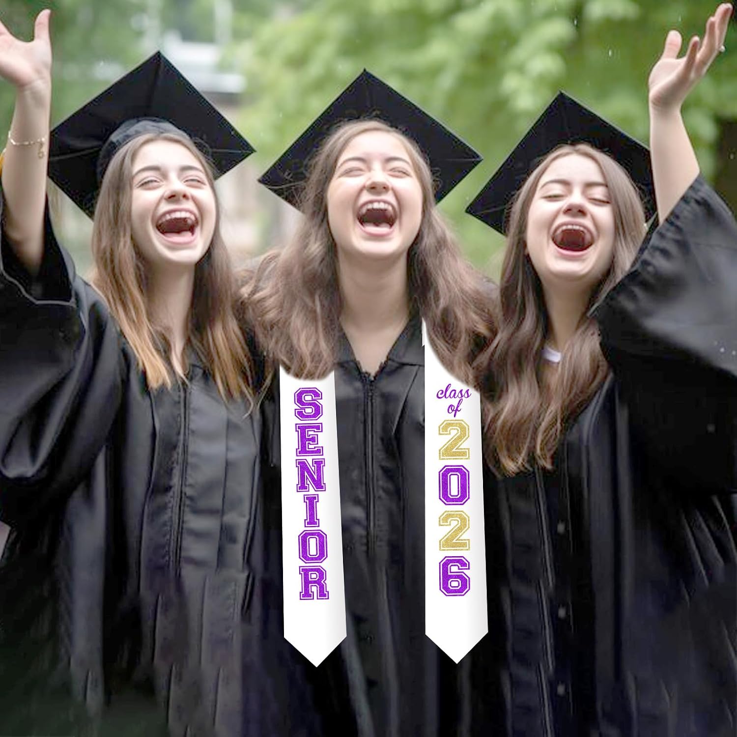 Jollyboom Senior Graduation Stole Class of 2026 Purple, Graduation Honor Stole Sash with Glitter Letter Class of 2026 Senior Night Graduation Accessory Gift for Graduation Ceremony Congrats Grad Party