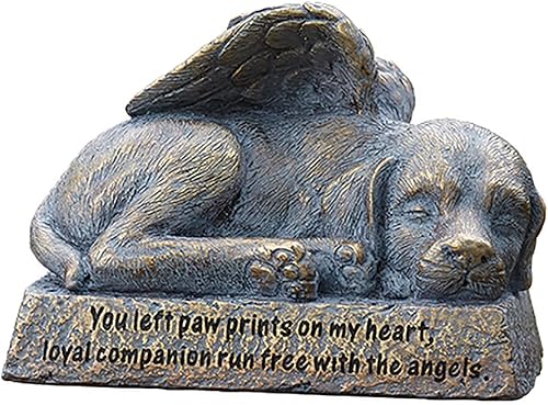 Roman Jardín - Estatua de jardín de perro con alas, 6H, colección de jardín, resina y piedra, decorativo, regalo conmemorativo, regalo de jardín,