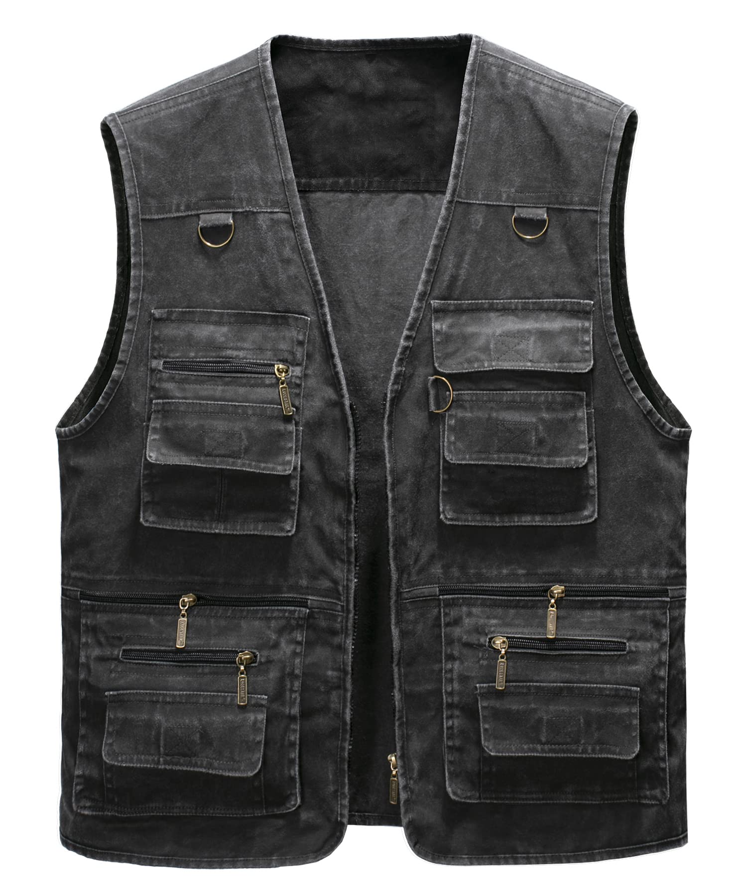 Herren Outdoor Weste Freizeit Jacke Leicht Safari mit Reißverschluss Jagd und Angler Fotografie Wandern Anglerweste mit Vielen Taschen