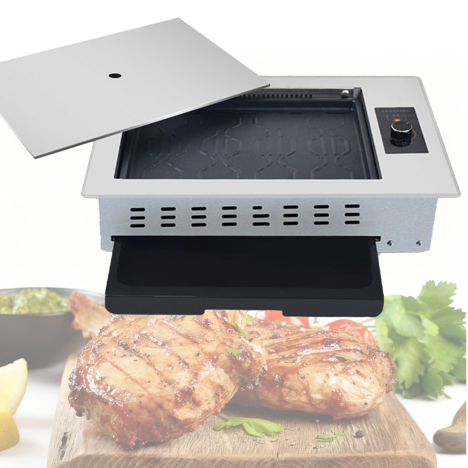 Elektryczny grill o dużej pojemności w stylu koreańskim, grill bezdymny klasy komercyjnej, inteligentna kontrola temperatury dla równomiernego nagrzewania, szybkie nagrzewanie