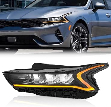 TODO Full LED Headlights Assembly Compatible with 2021-2023 K5 LX/LXS/EX models Front Headlamp Replacement Sealed Lamp Housing 92101L3000 92102L3000 with Turn Signal Light Side Marker,Left Driver Side