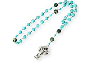 Nazareth Store Turquoise Gemstone Rosary Beads Anglican Rosary Beaded Prayer Handmade Rosary