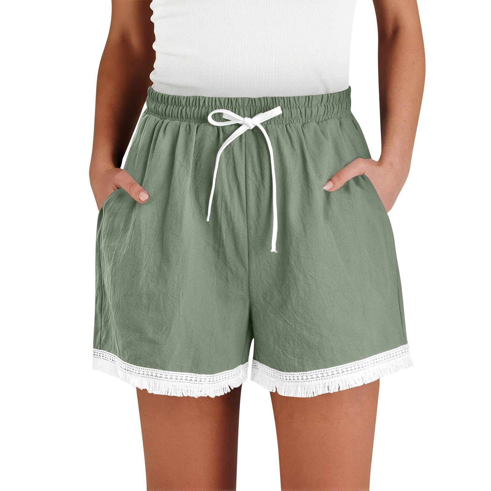 Generisch Bikini pour femme avec short, short d'été décontracté avec taille élastique, short de plage confortable