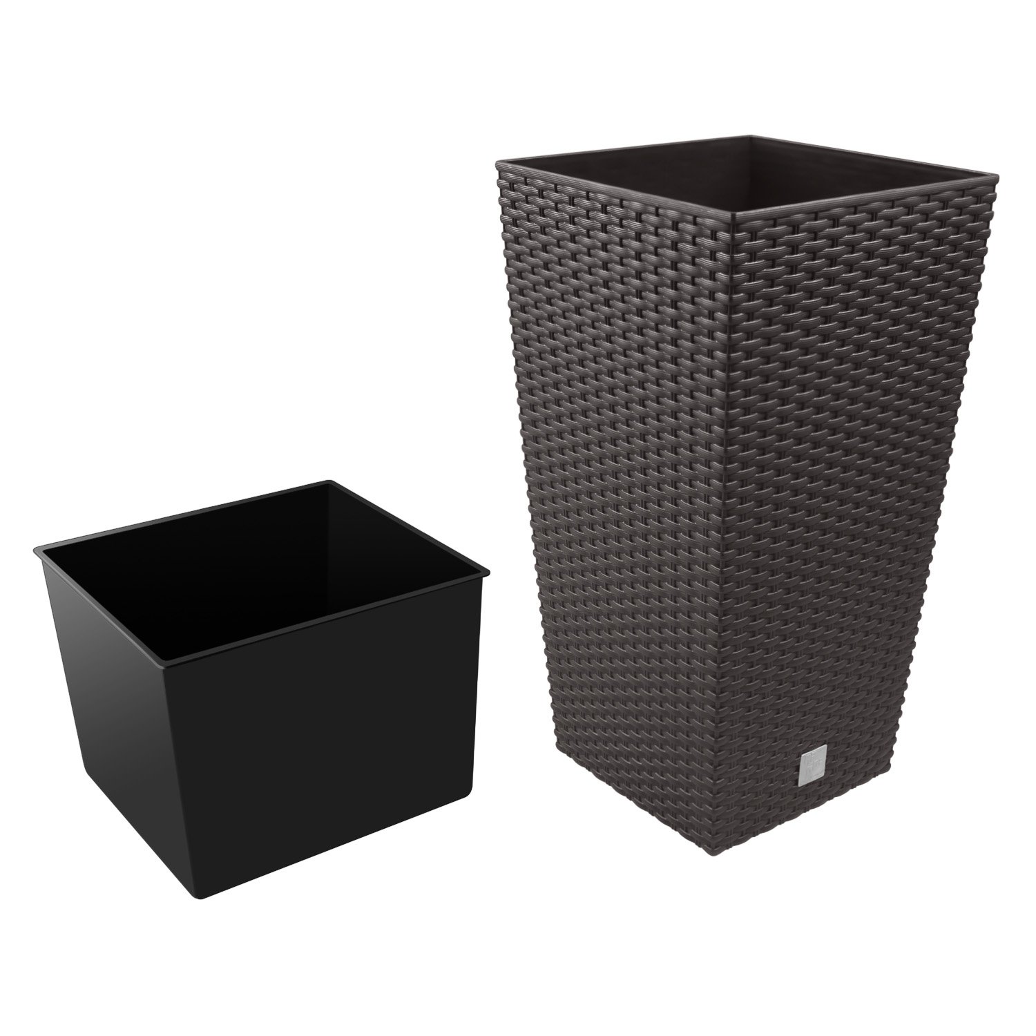 Rato Low 32.5 Cm Pot De Fleur Carre, En Plastique Rotin Osier