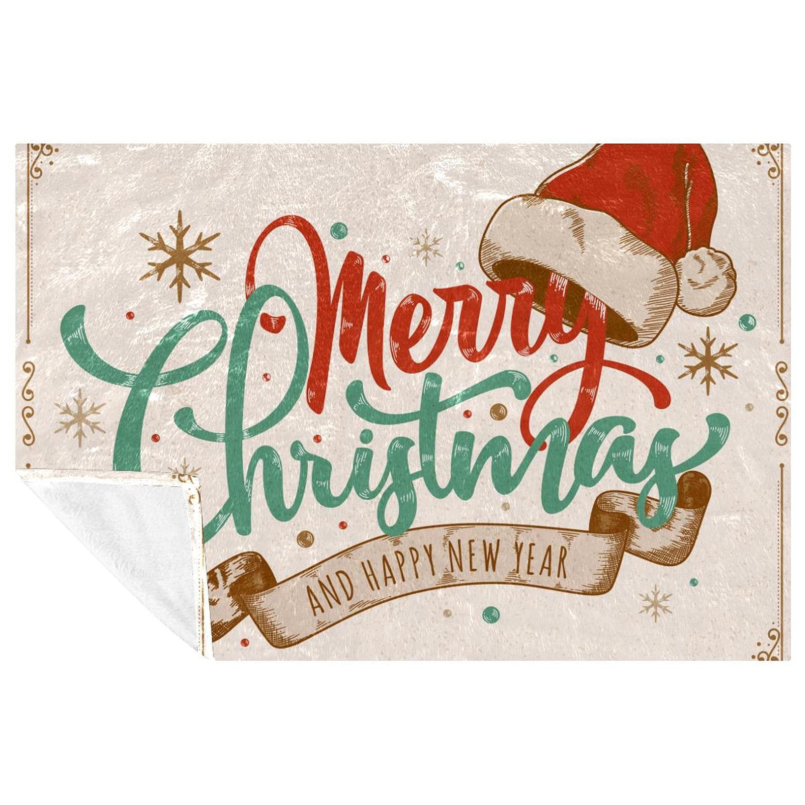 Couverture douce de Noël motif bois plaid chaud pour lit canapé pique-nique