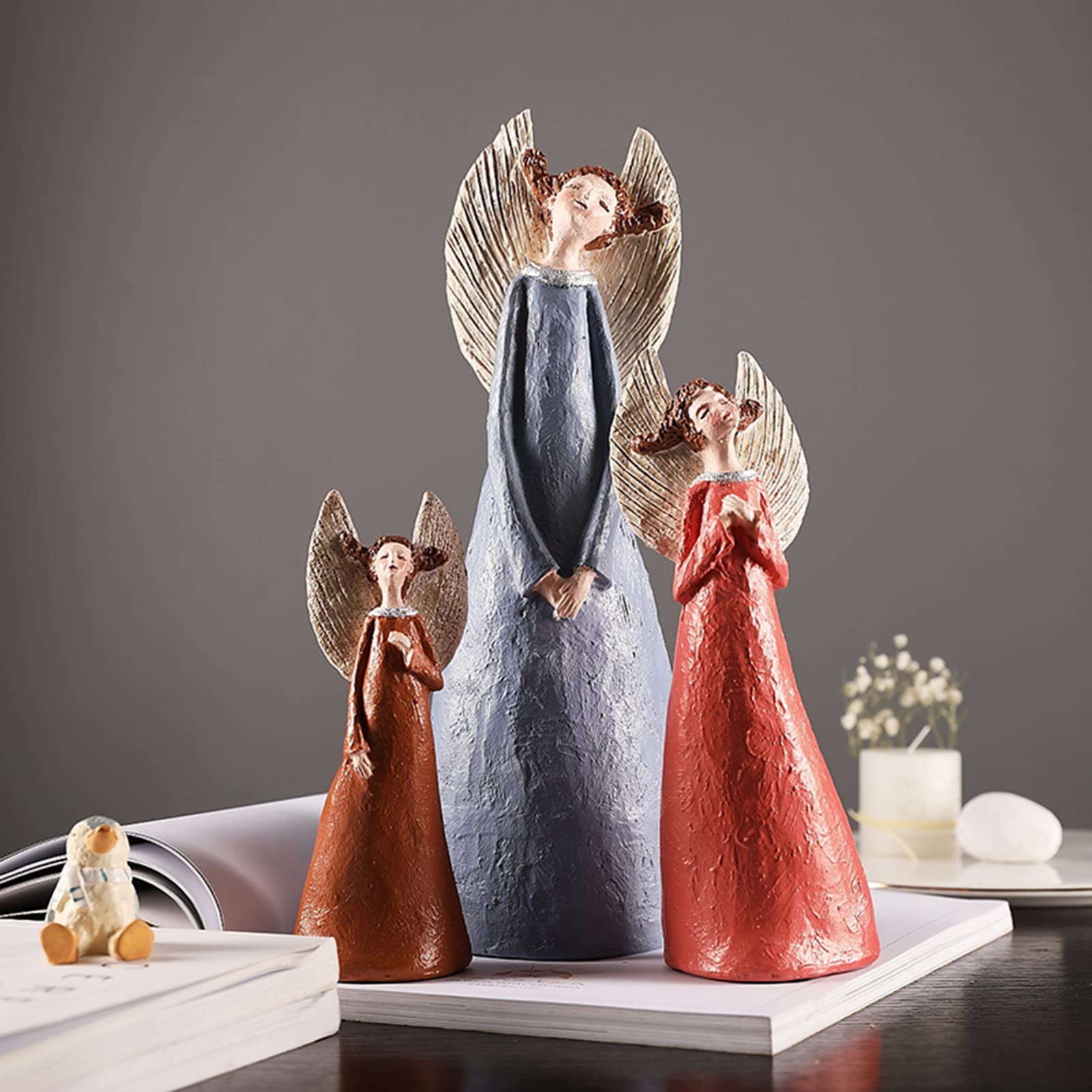 Engel Modell Dekoration, Engel Mädchen Statue Harz bemalt Handwerk Home Desktop Show Dekoration 3 STÜCKE Geschenk
