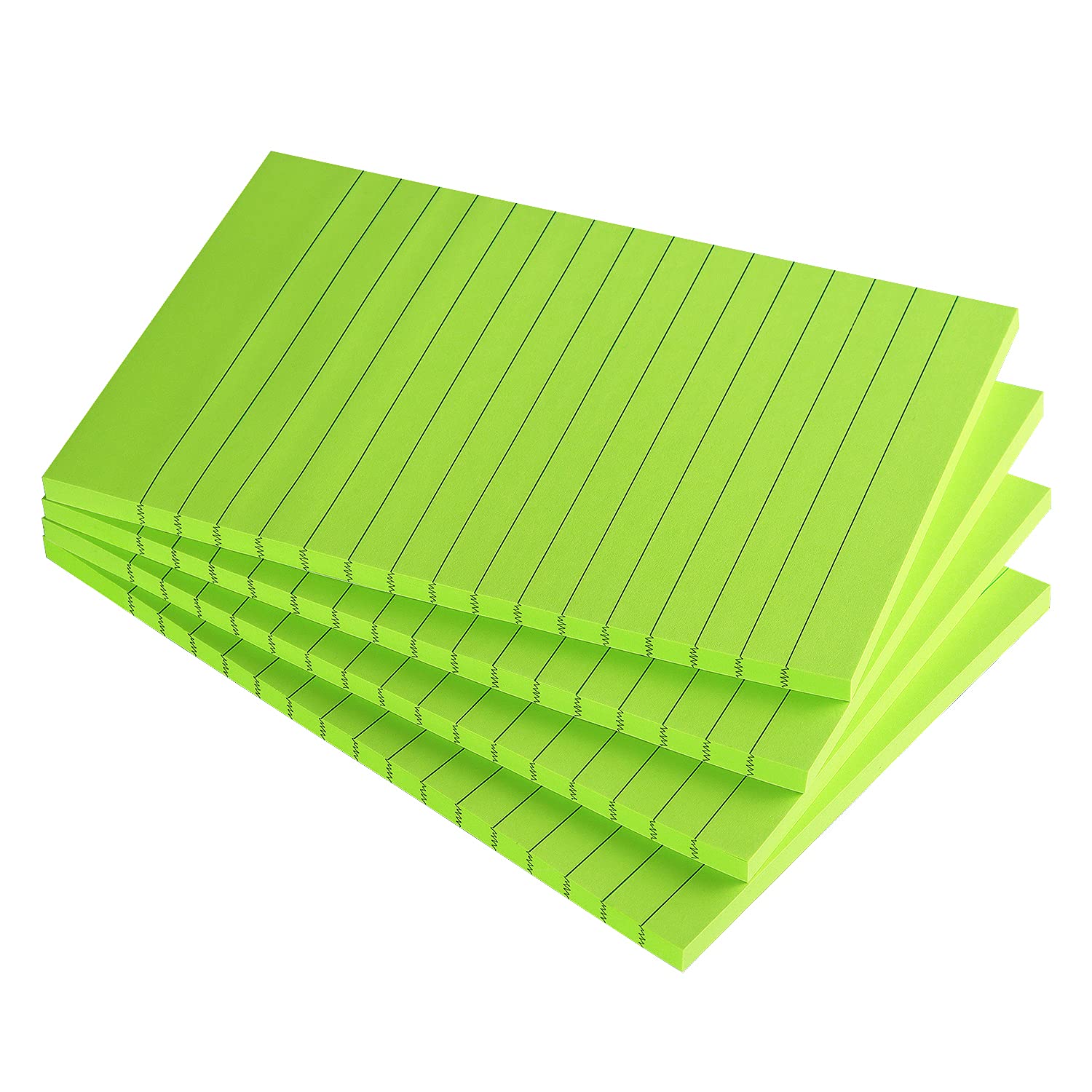 Tamak4x6 Lined Sticky Notes Bright Ruled Post Stickies Strong Adhesive Memo Pads,4 Pads/Pack,45 Sheets/Pad (Green)