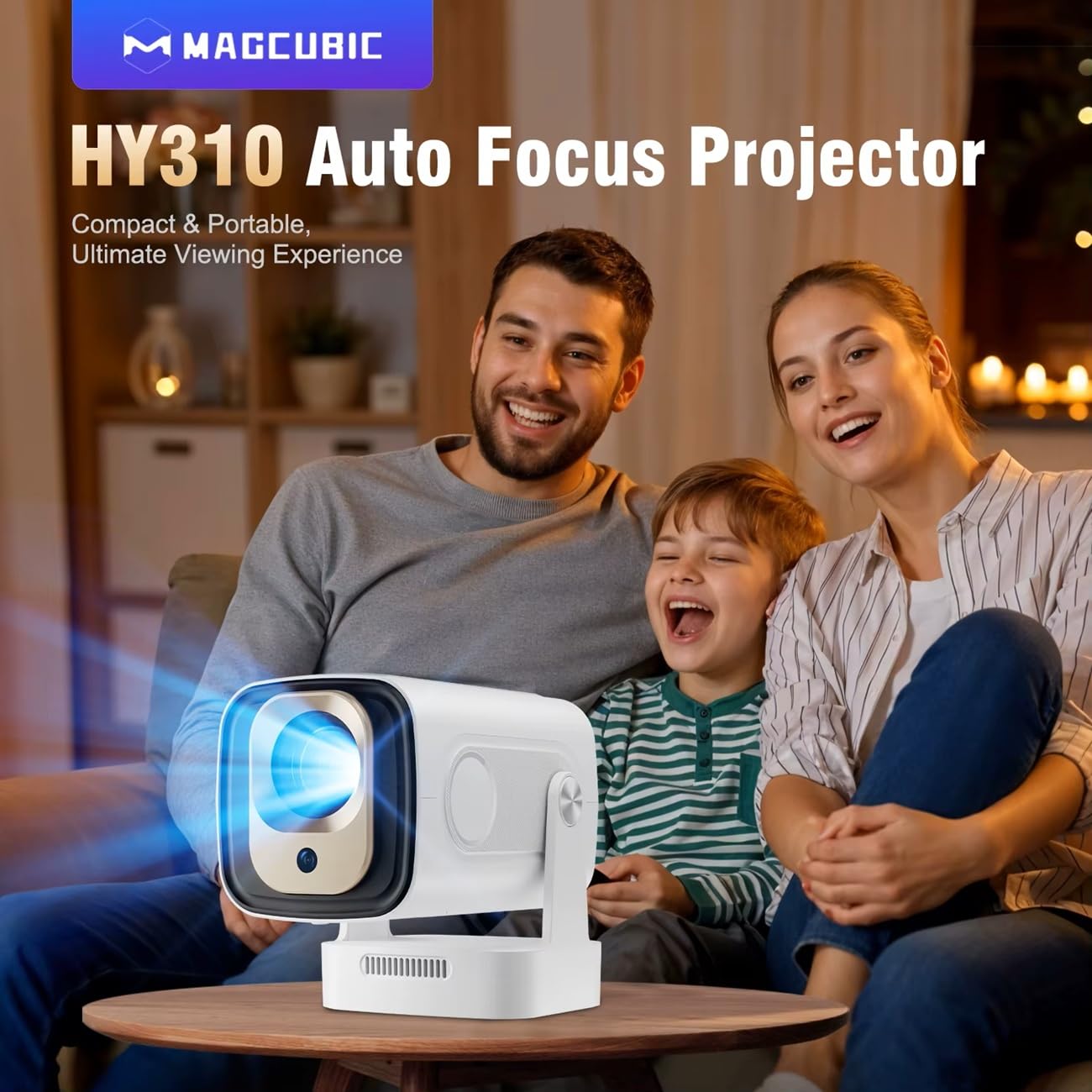 HY310 Android 14 4K projektor natywny 1080P Natywny autofokus 330ANSI Dual Wi-FI BT5.4 Air Mouse Voice Home Outdoor Film