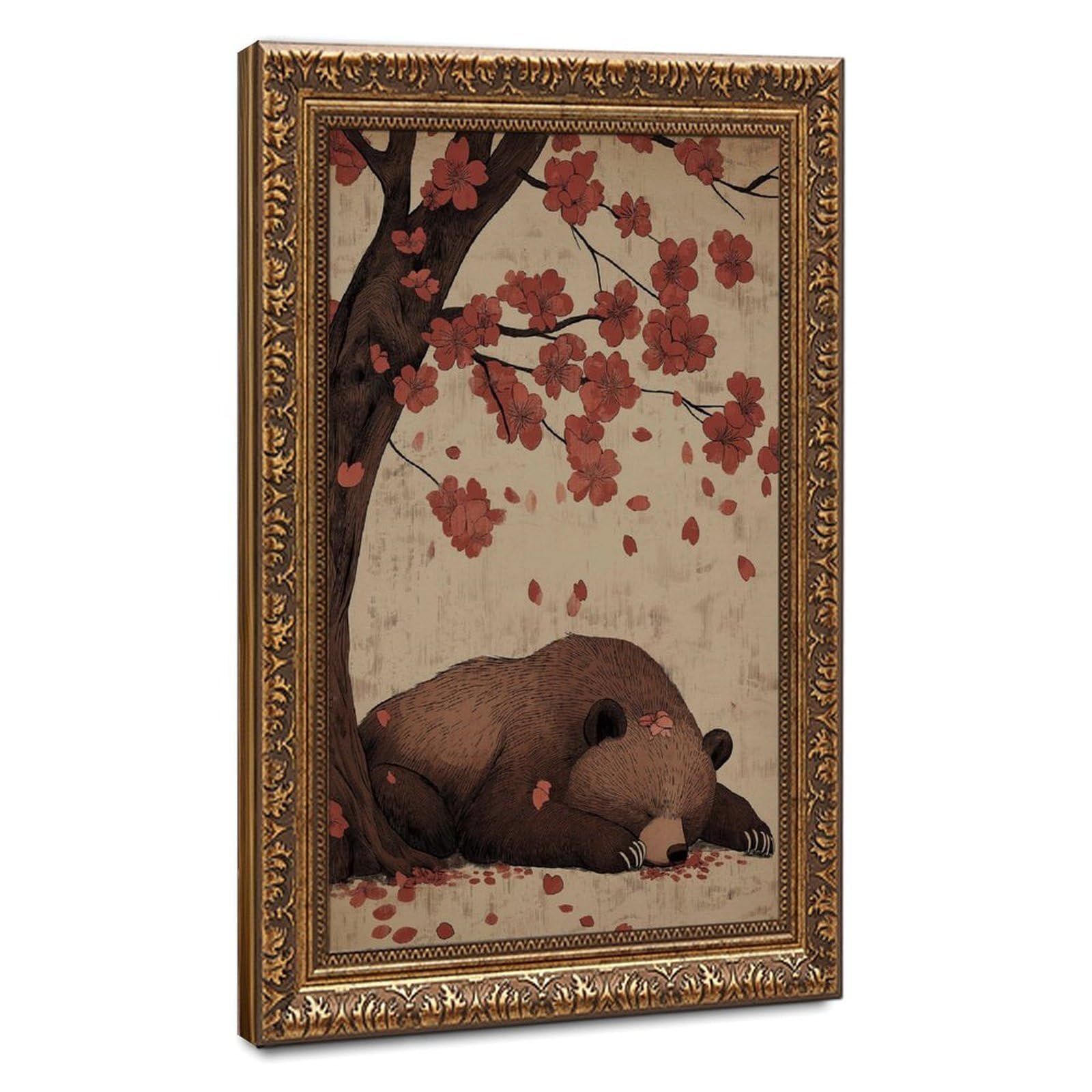 Bareronor Japanese Bear Poster Canvas Poster Bedroom Decor Landscape Office Room Decor Gift 24" L X 36" W