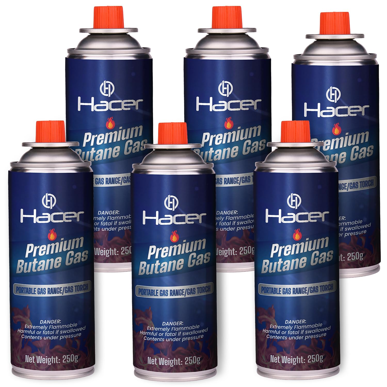 Hacer 6 x 250g Butane Gas Can for Camping Stove High Pressure Flame Portable liquefied Refill Canister Welding Fuel Gas Torch Lighter (Pack of 6) (B0CN2JLTP7) Amazon Price History, Amazon Price Tracker