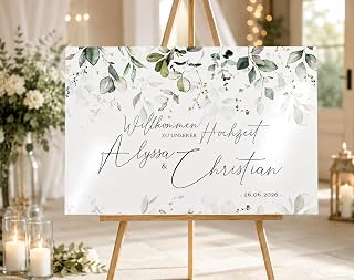 Willkommensschild Aluverbund personalisiert - Made in Germany - Welcome Willkommen Schild für Hochzeit (45x30cm)