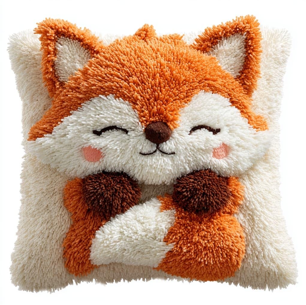 WallustrioaW Latch Hook Pillowcase Cushion Kits,Cute Little Fox