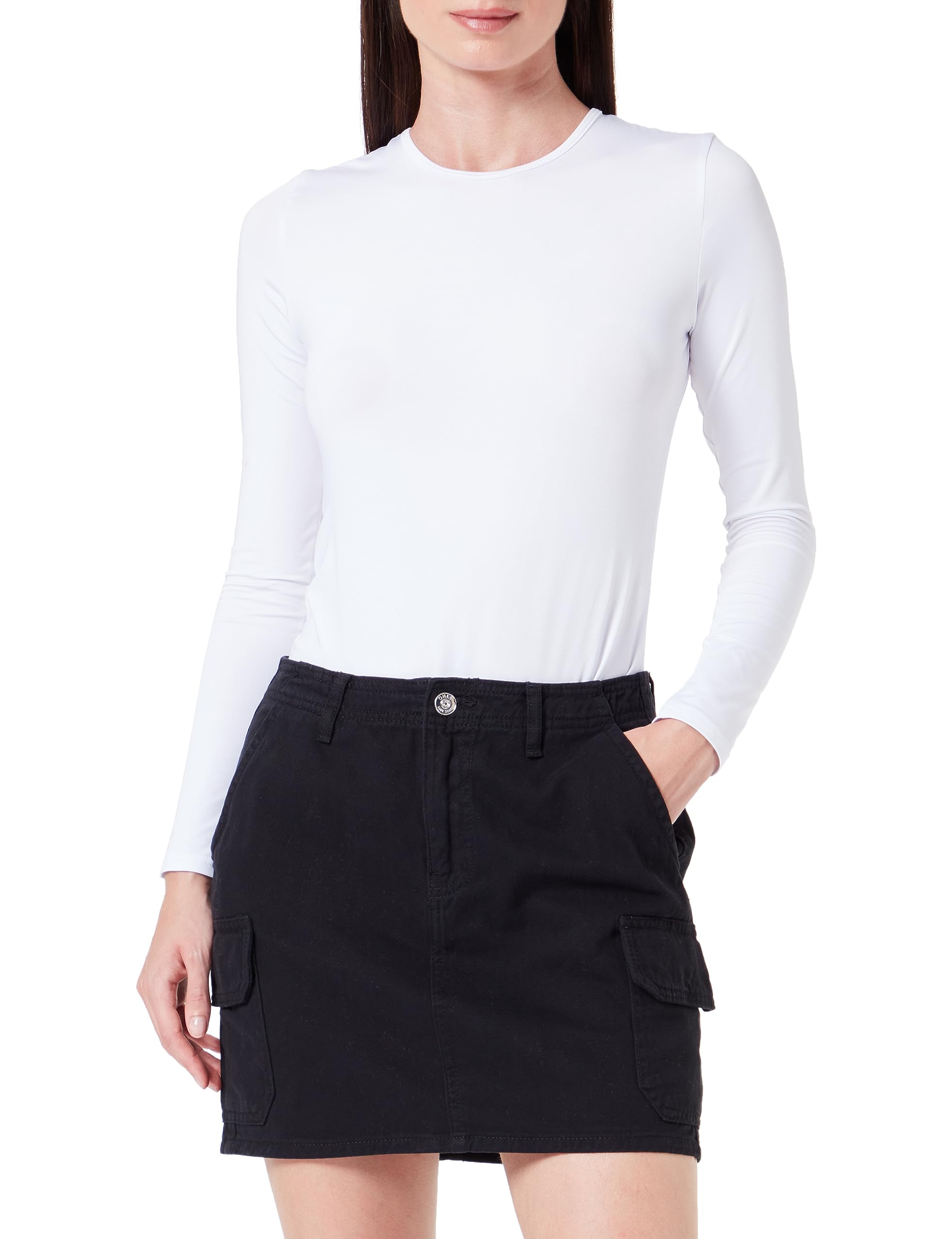 ONLY Women's Onlmalfy Hw Short Cargo Skirt PNT Cargorock, Black, S