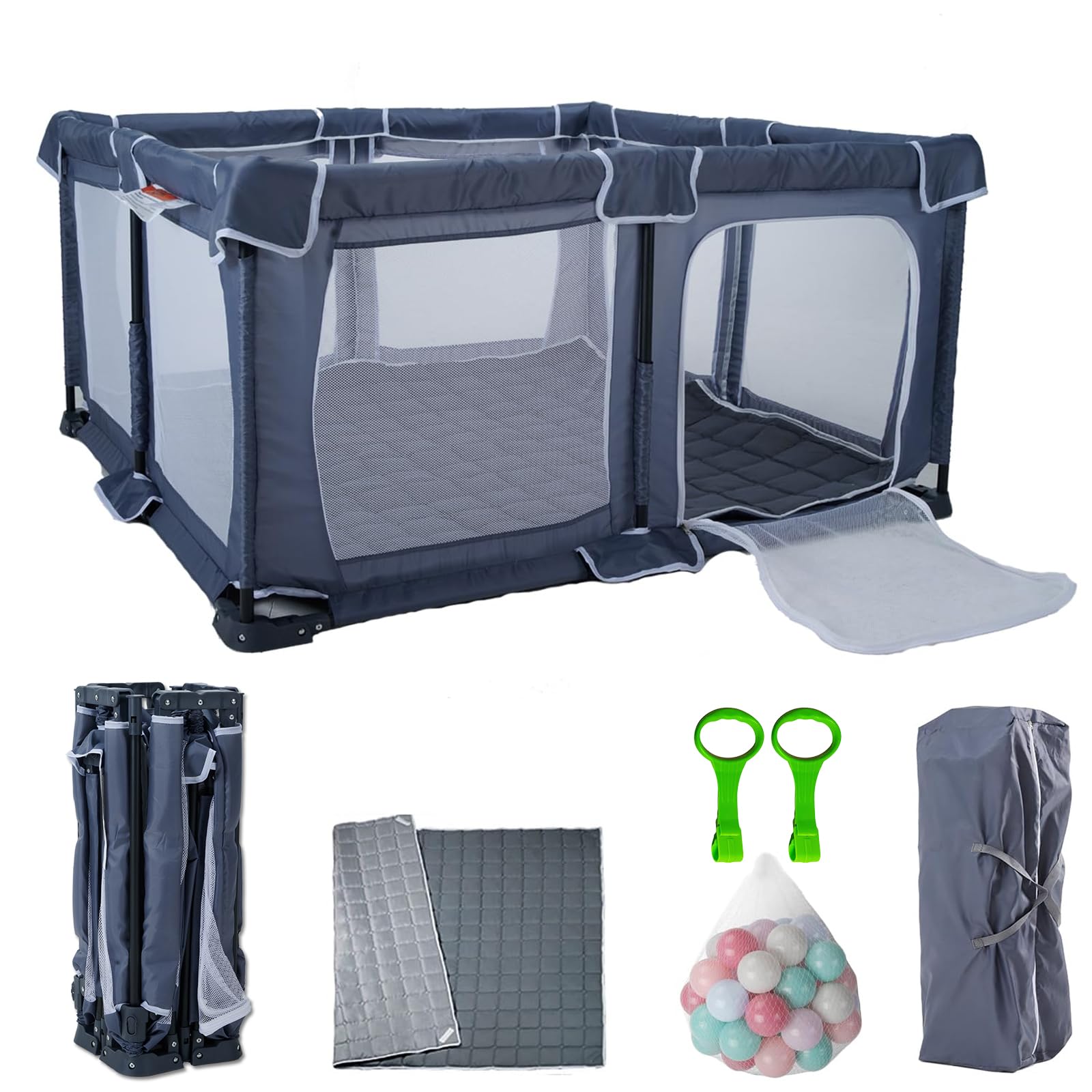 Foldable Baby Playpen 50"X50",Play pen for Babies and Toddlers, Portable Playpen, Kids Collapsible Indoor and Outdoor Fence with Visible Mesh,Safety