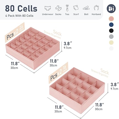 Miniatura 18 de Joyoldelf Organizador de cajones para calcetines, organizador de ropa interior, organizador de 16 celdas de tela, cajas de almacenamiento para Beige