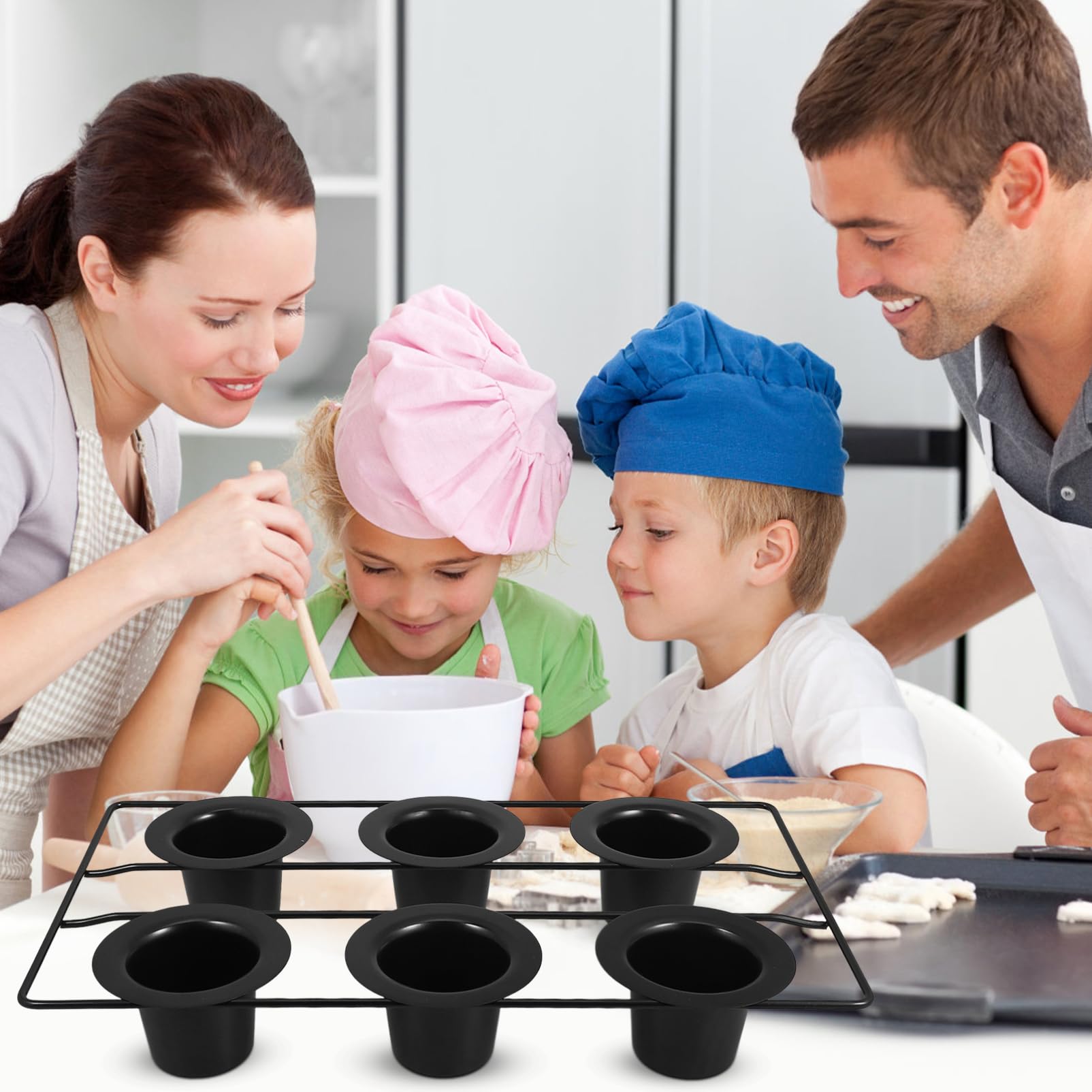 Garneck Teglia per Muffin 6 Posti in Acciaio al Carbonio Nero Antiaderente