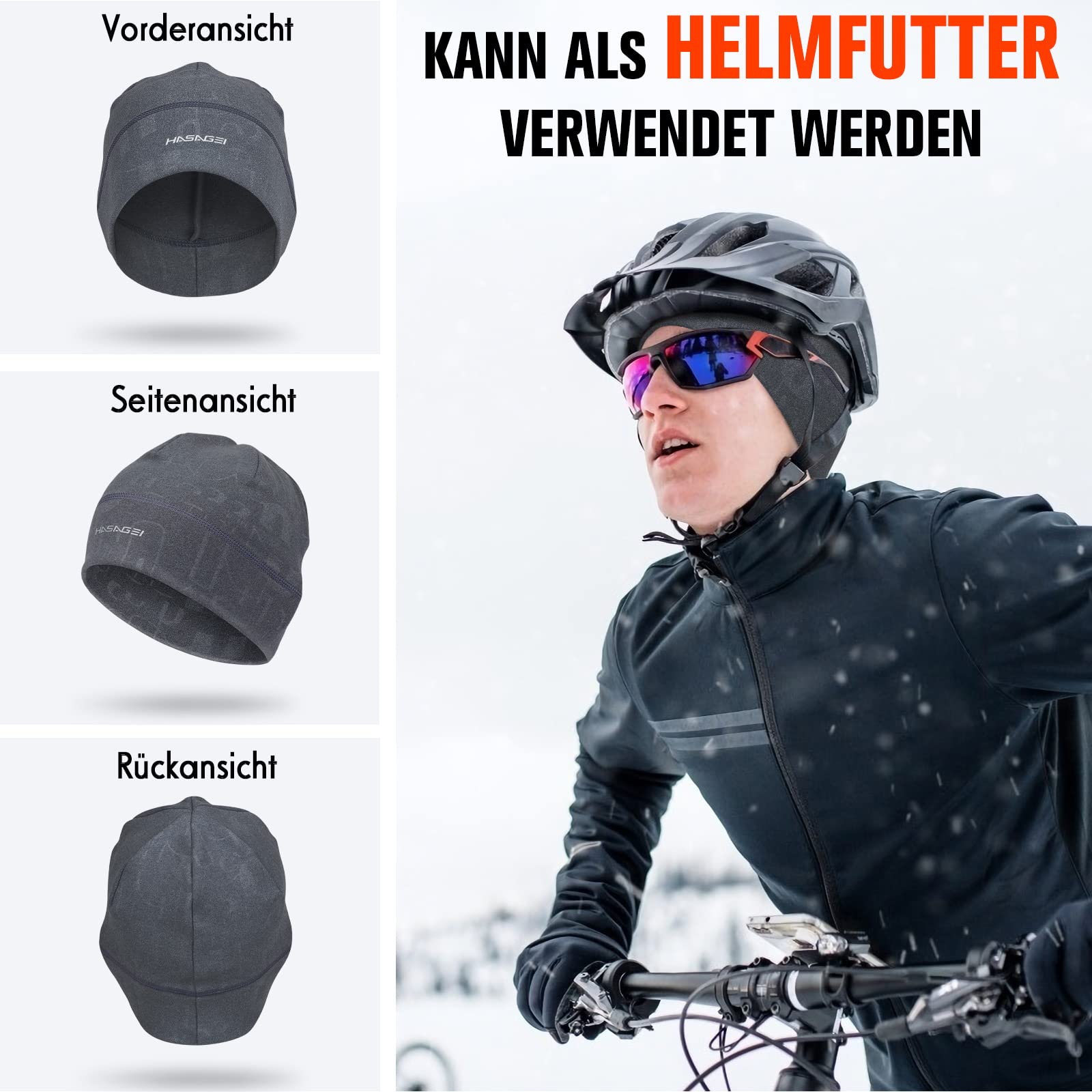 HASAGEI Czapka do biegania, unisex, miękka, elastyczna, sportowa, wiatroszczelna, termiczna, odpowiednia na wiosnę, jesień i zimę, szary, 52