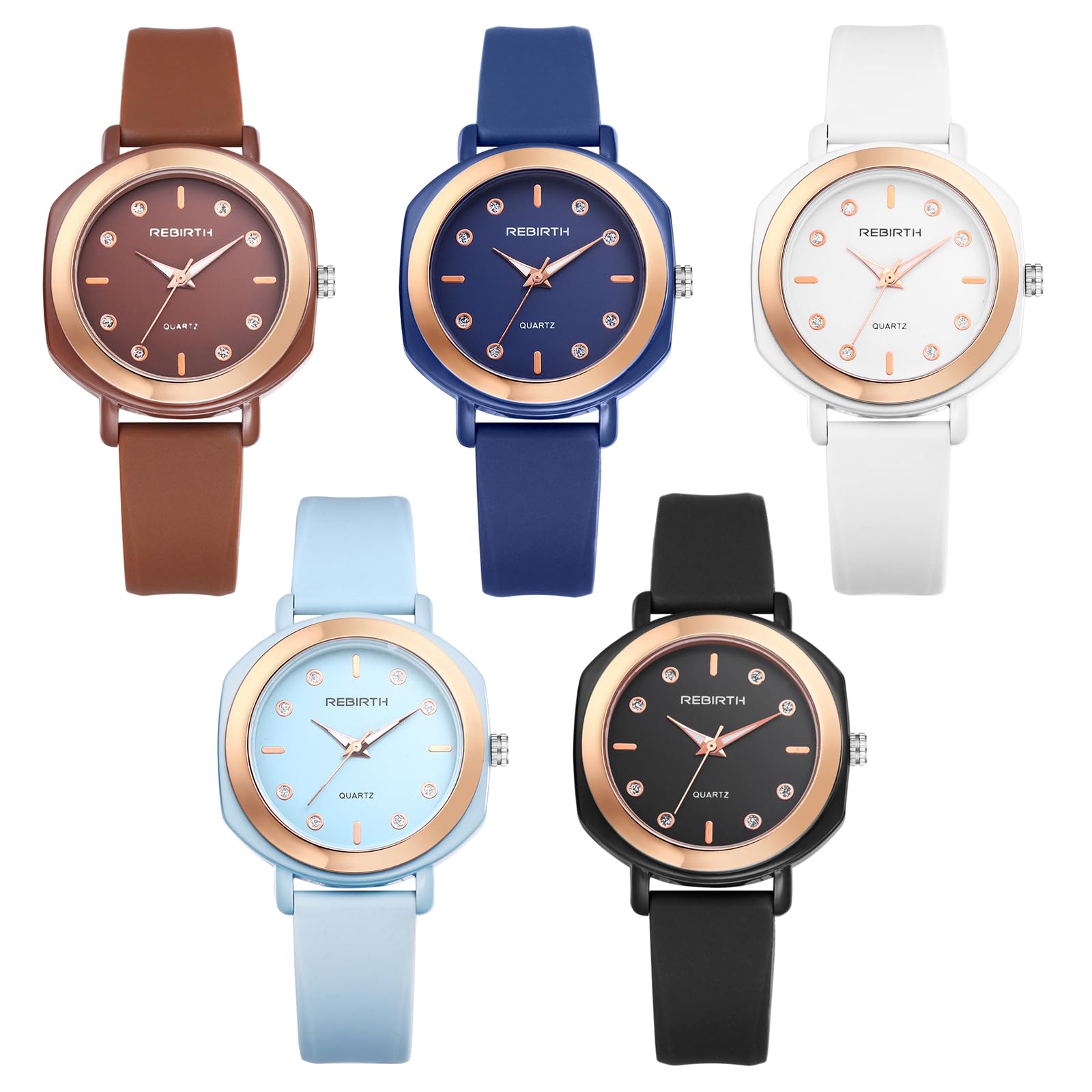 JewelryWe Uhren Damen Analog Quarz Armbanduhr Klassisch Einfach Beiläufige Uhr mit Silikon Armband