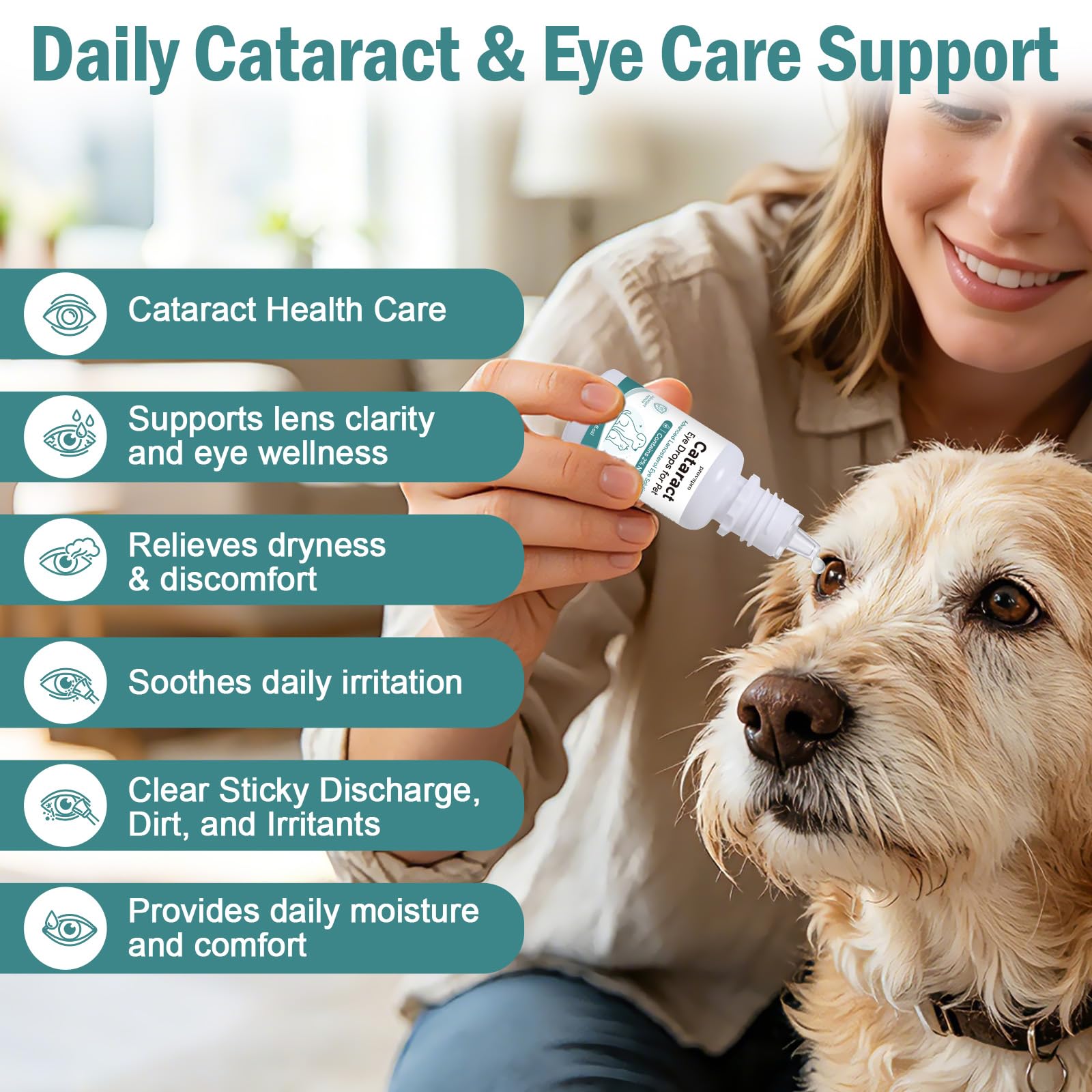 Cataract Eye Drops for Dogs, Improve Vision Clarity & Comfort, Support Eye Moisture, Preservative-Free, Daily Gentle Pet Eye Care Formula — Amazon image 2