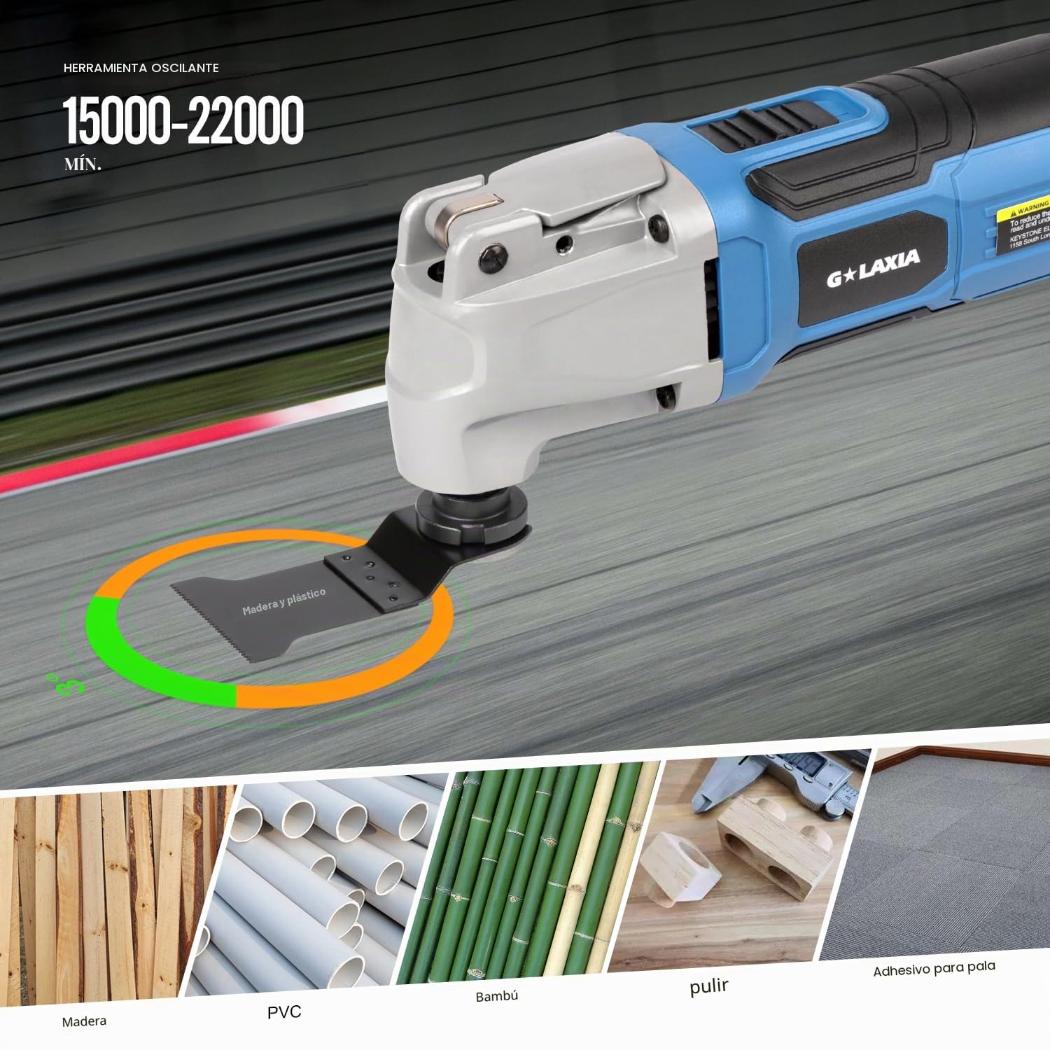 260W Multiherramienta Oscilante, 15000-22000RPM Eléctricas Herramienta Multifunción Oscilantes,Ajuste de 6 Velocidades, 3° Ángulo de Oscilación,40 Accesorios,con Bolsa de Herramientas