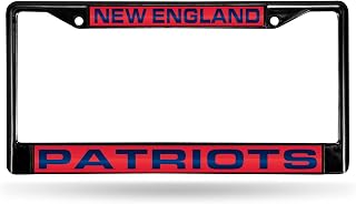 Rico Industries NFL Rico Industries New England Patriots Black Black Laser Cut Chrome Frame 12" x 6" 12" x 6" Black Laser Cut Chrome Frame - Car/Truck/SUV Automobile Accessory