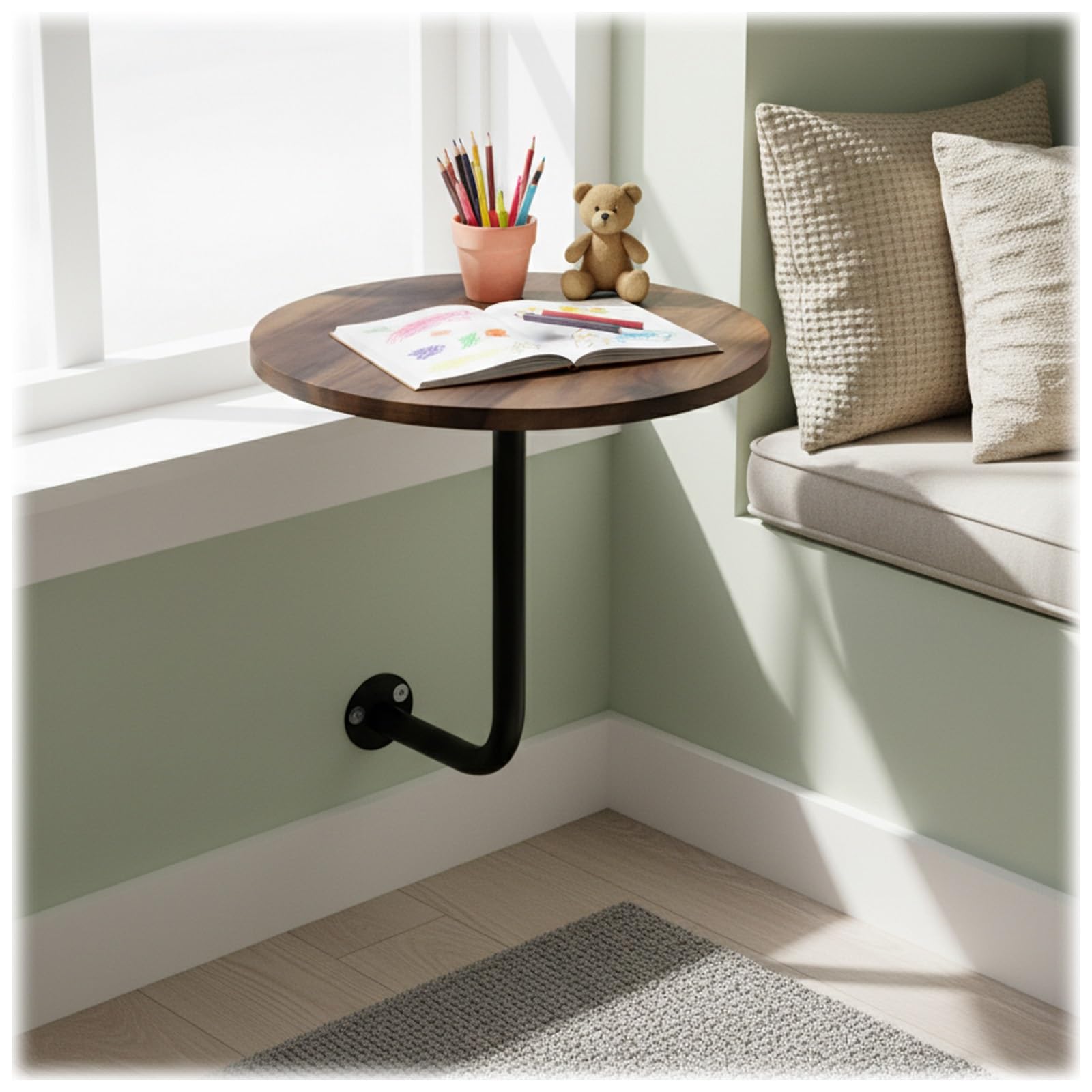 Tablette murale ronde gain de place 35 cm pour petit salon et studio