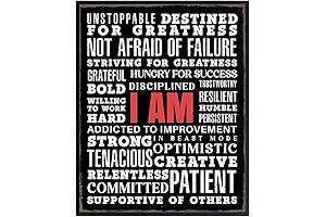 I Am Motivational Wall Art - Positive Affirmations Man Cave Wall Decor