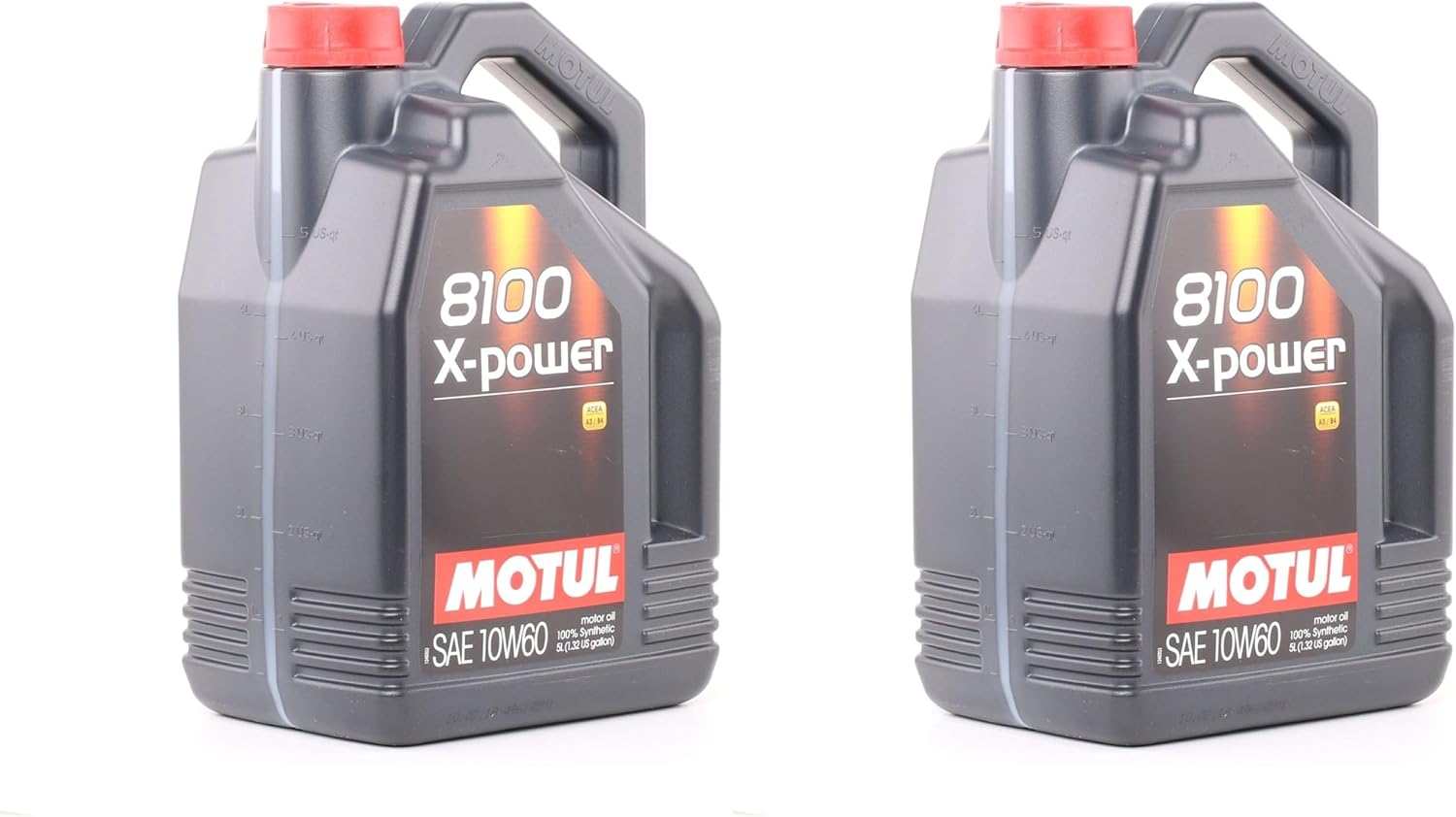 Motul 8100 X-Power 10W60 100% Synthetic Engine Oil 5 Liter (106144) (Pack of 2)